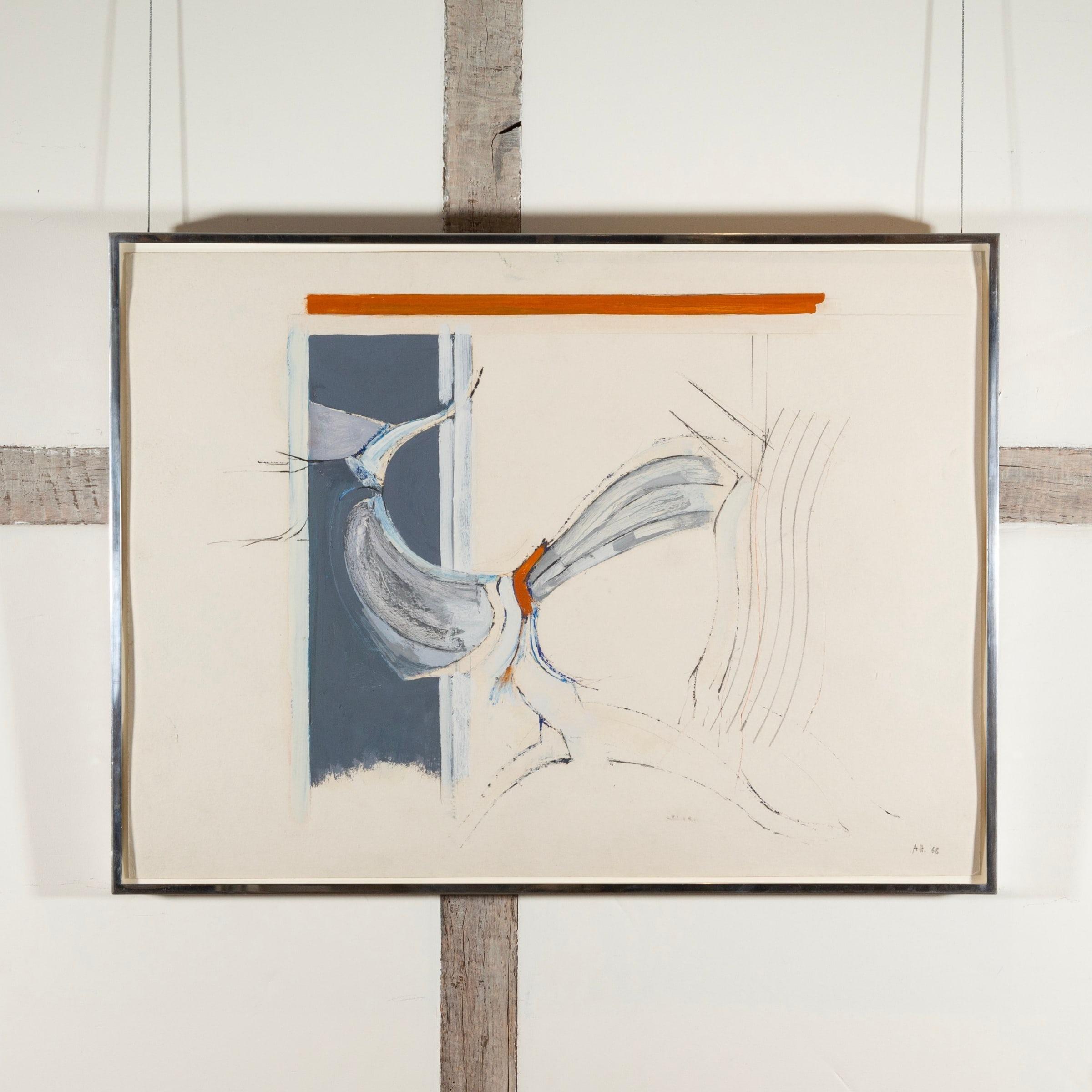 Ohne Titel, Öl- und Bleistiftgemälde von Adrian Heath, 1968 im Angebot 1