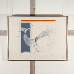 Sans titre, peinture à l'huile et au crayon par Adrian Heath, 1968