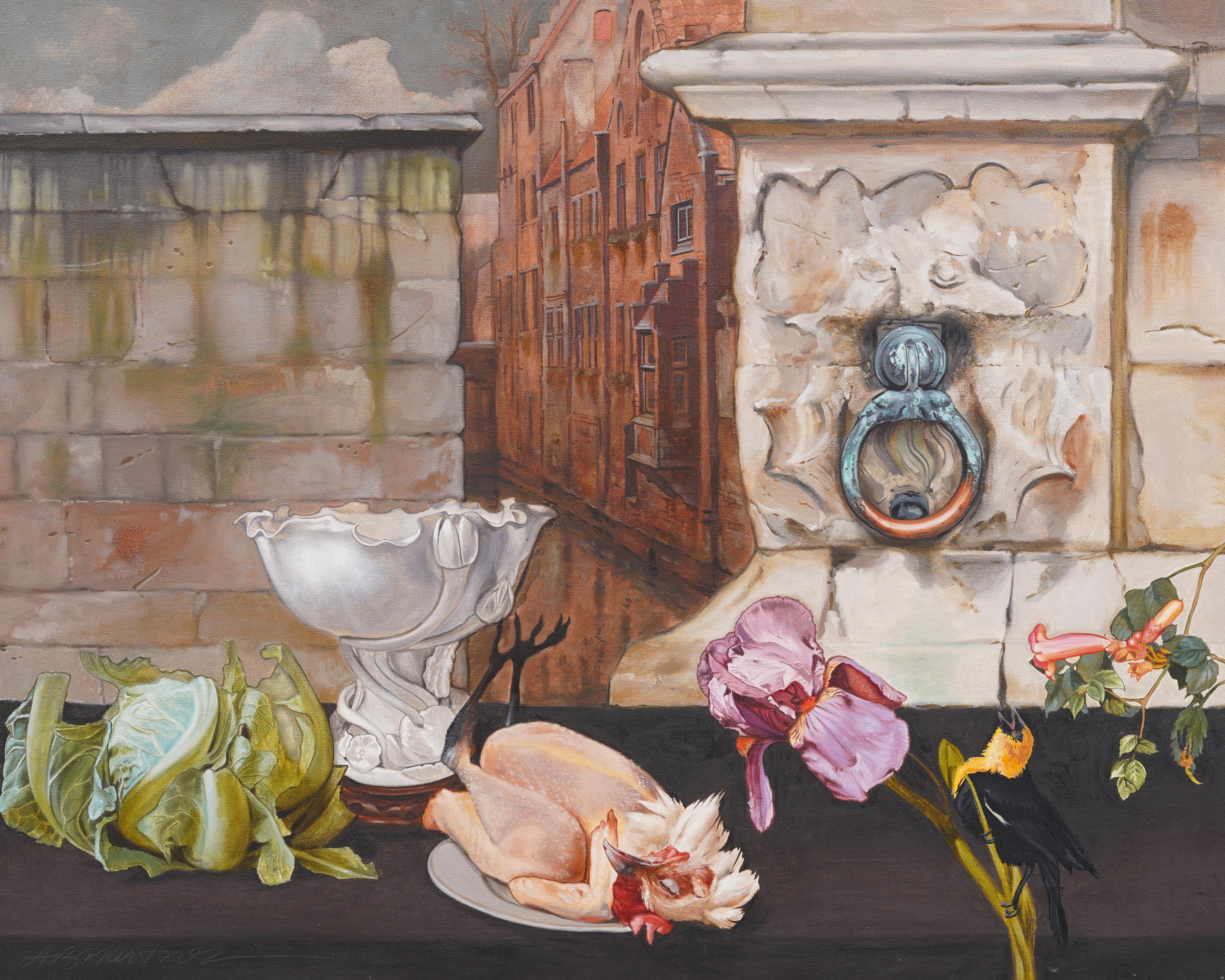 Vintage American Modernist Trompe L'Oeil Surreal Still Life Exhibited Painting en vente 1