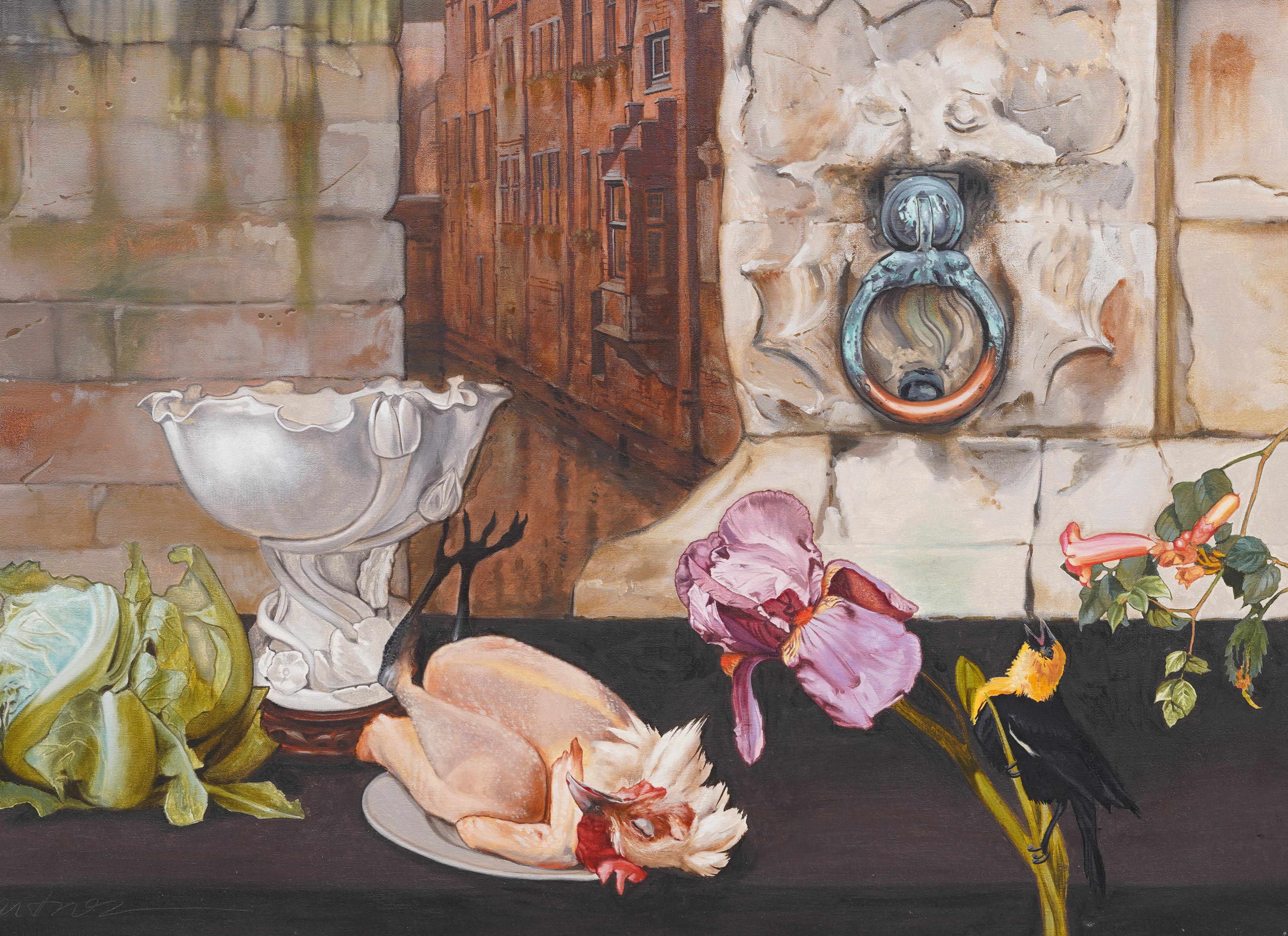 Vintage American Modernist Trompe L'Oeil Surreal Still Life Exhibited Painting en vente 4