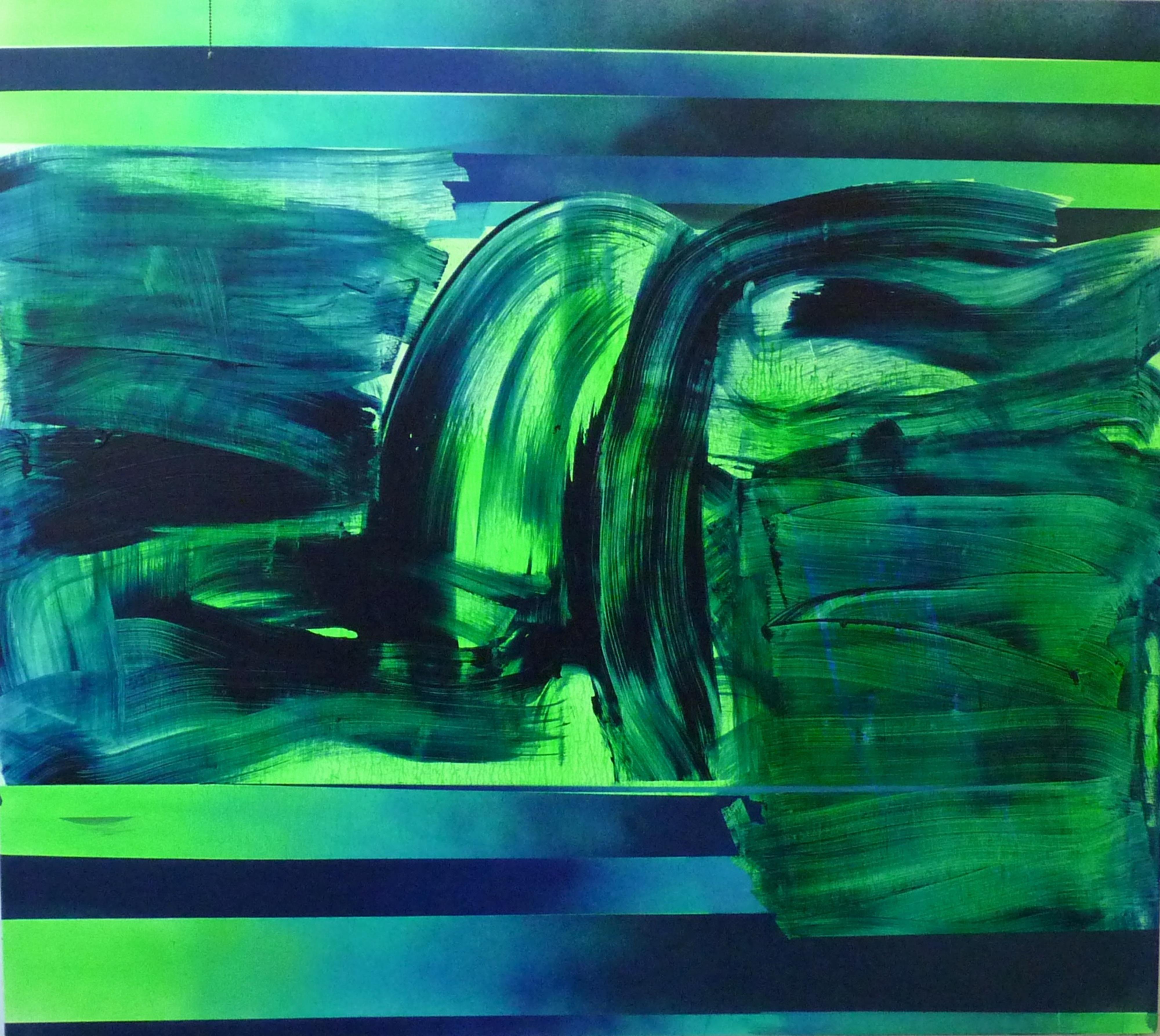 Abstract Painting Adrian Negenborn - Sans titre 54 (peinture abstraite verte)