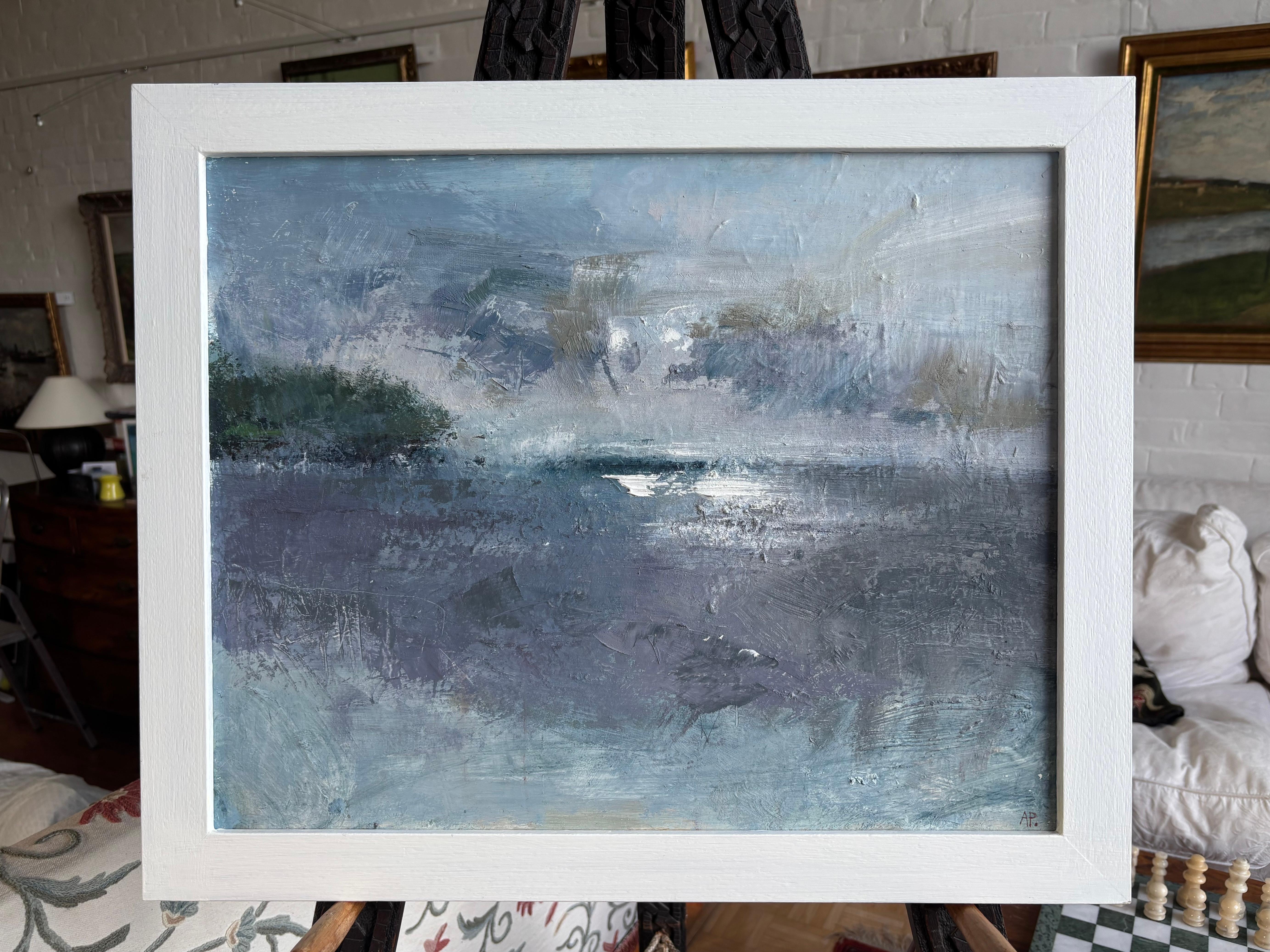 Adrian Parnell, Moderner britischer Künstler, Blauer Himmel Seelandschaft Ölgemälde im Angebot 1