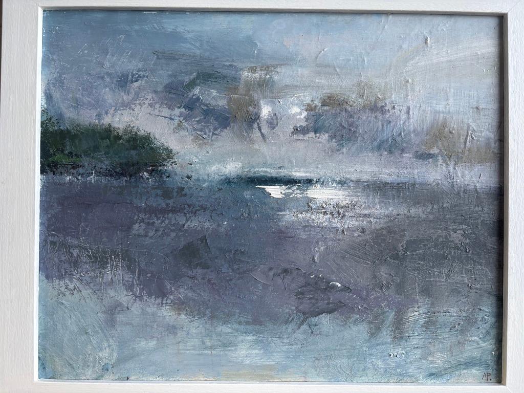 Adrian Parnell, Moderner britischer Künstler, Blauer Himmel Seelandschaft Ölgemälde im Angebot 2