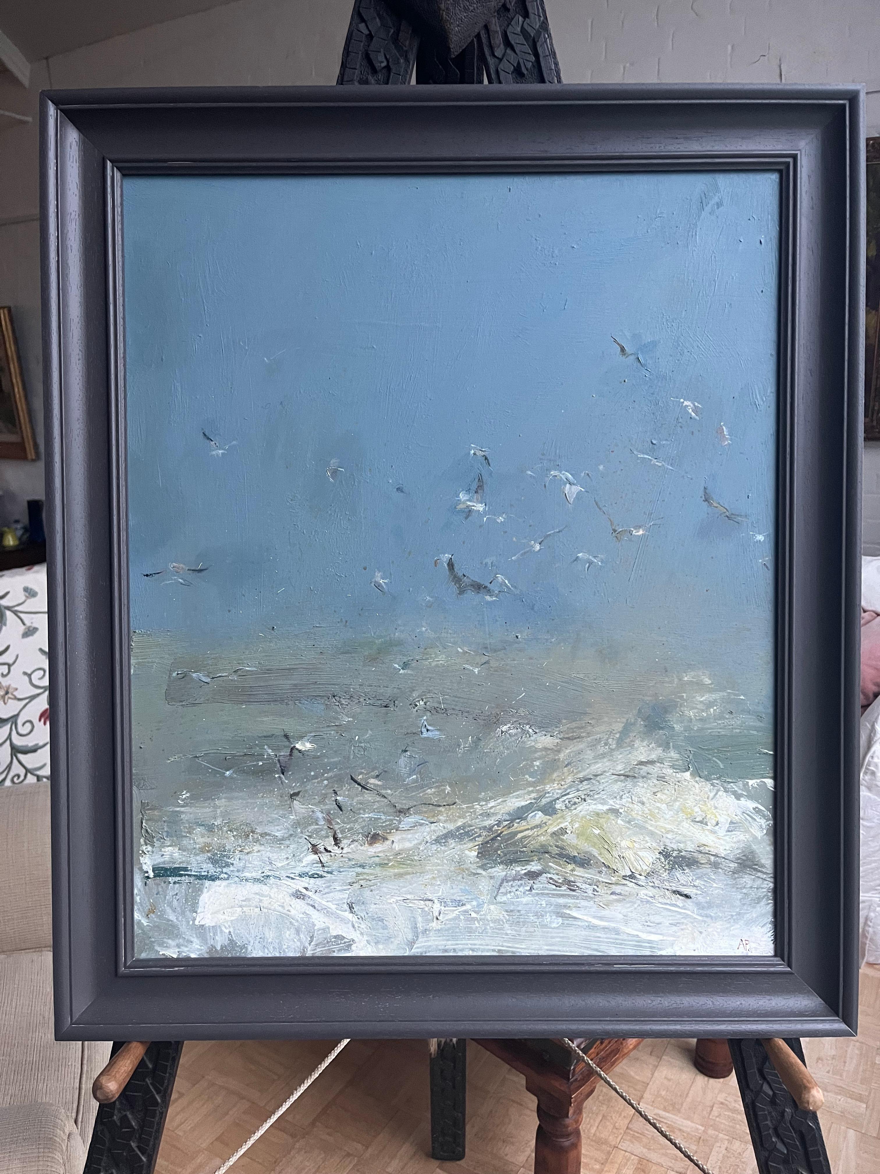 Adrian Parnell, Modern British Artist, Seascape with seagulls For Sale 9