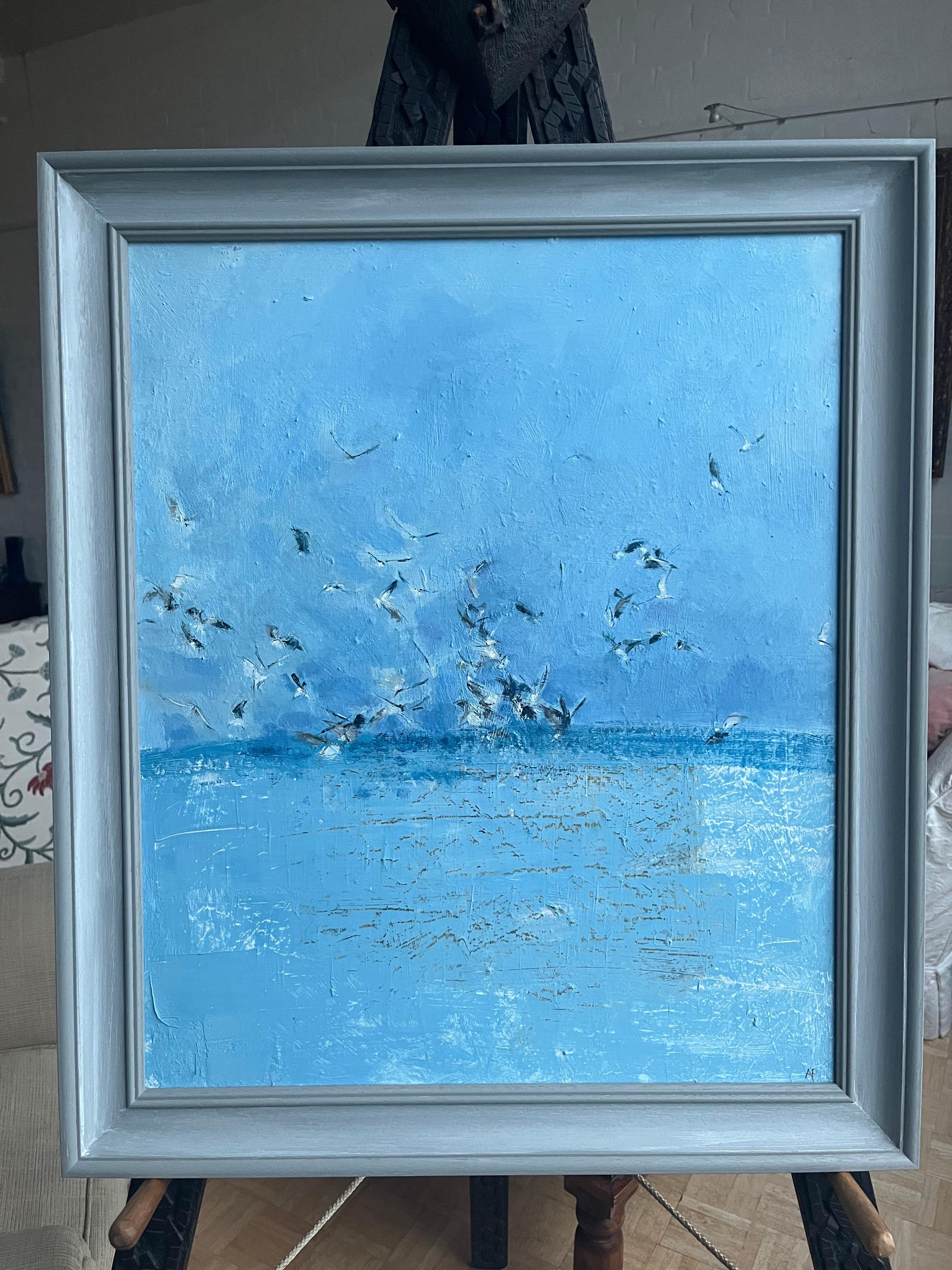 Adrian Parnell, Modern British Artist, Seascape with seagulls For Sale 8