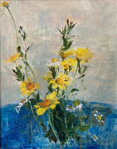 Adrian Parnell, moderner britischer Künstler, Stillleben mit Blumen