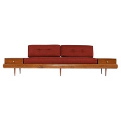 Adrian Pearsall 1709-S Style Platform Sofa with Floating Walnut End Tables