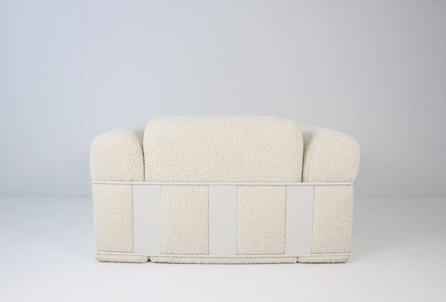 Adrian Pearsall, circa 1970s Caged Lounge Chair Bouclé For Sale 5
