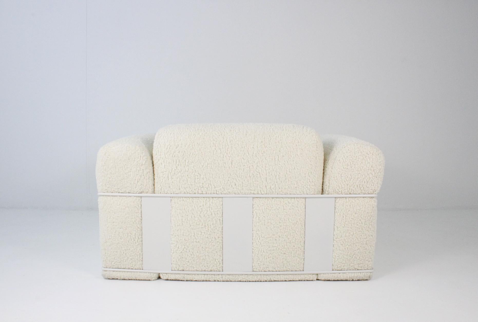 Adrian Pearsall, circa 1970s Caged Lounge Chair Bouclé For Sale 7