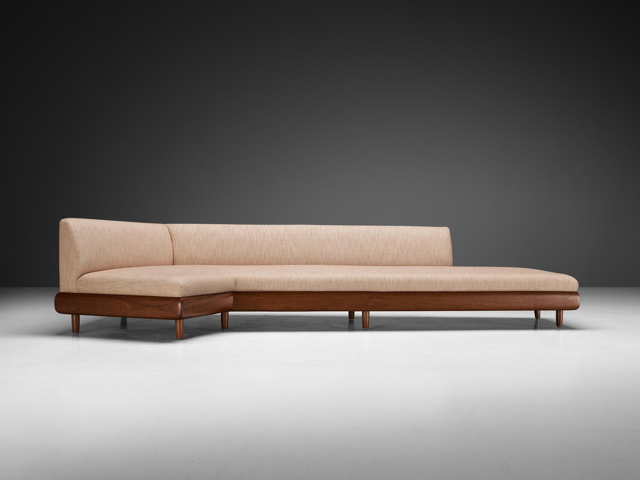 Mid-20th Century Adrian Pearsall '2300-S' Boomerang Sofa in Walnut and Off-White Fabric