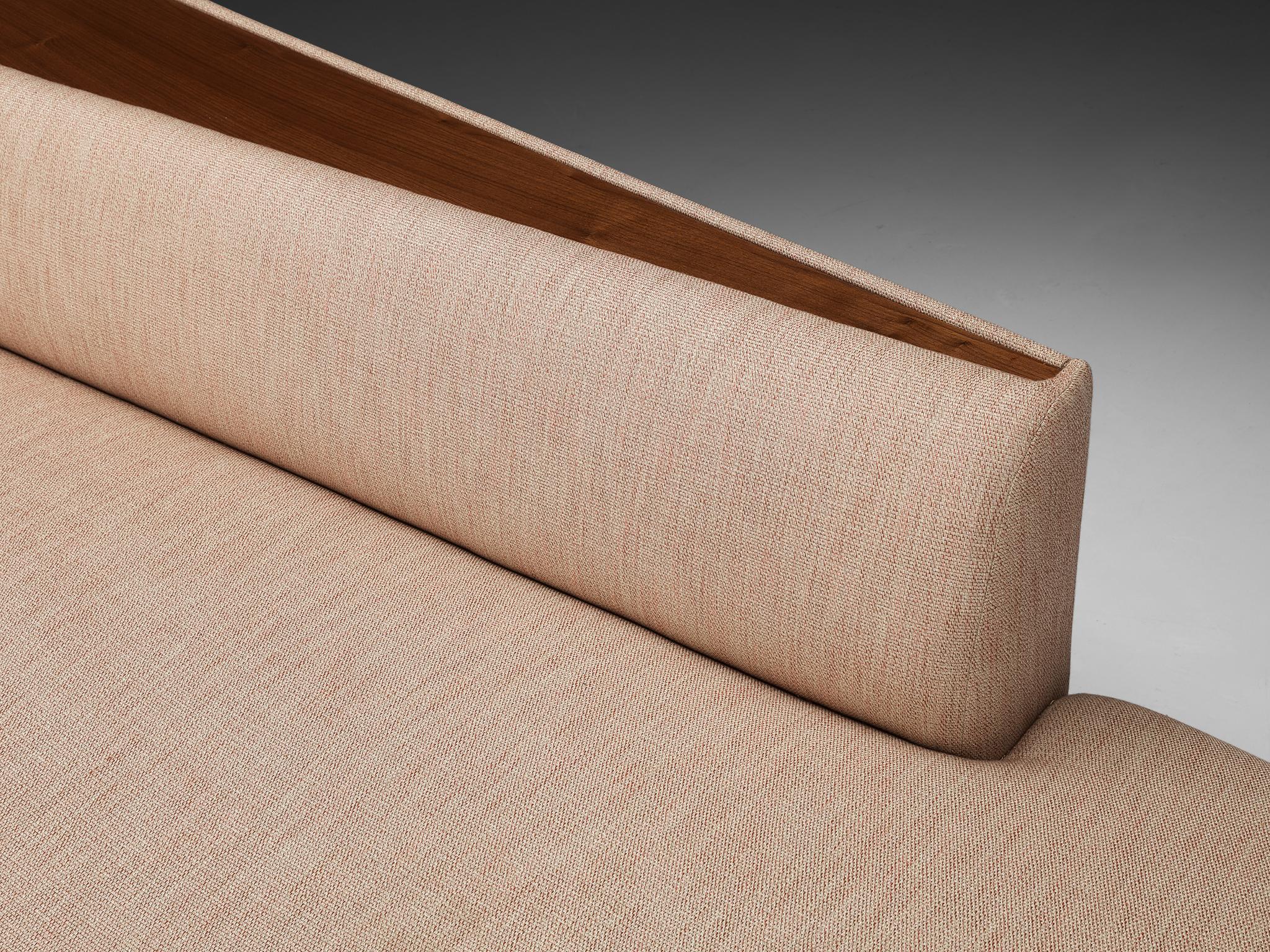 Adrian Pearsall '2300-S' Boomerang Sofa in Walnut and Off-White Fabric 2