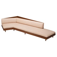 Adrian Pearsall '2300-S' Boomerang Sofa in Walnut and Off-White Fabric