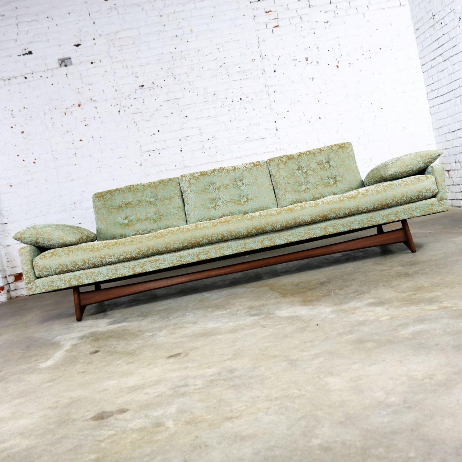 Amazing gondola style sofa model 2408-S by Adrian Pearsall for Craft Associates. It is in wonderful vintage condition. It has been reupholstered within the past several years, so the padding is good. And, we have restored the walnut base color and