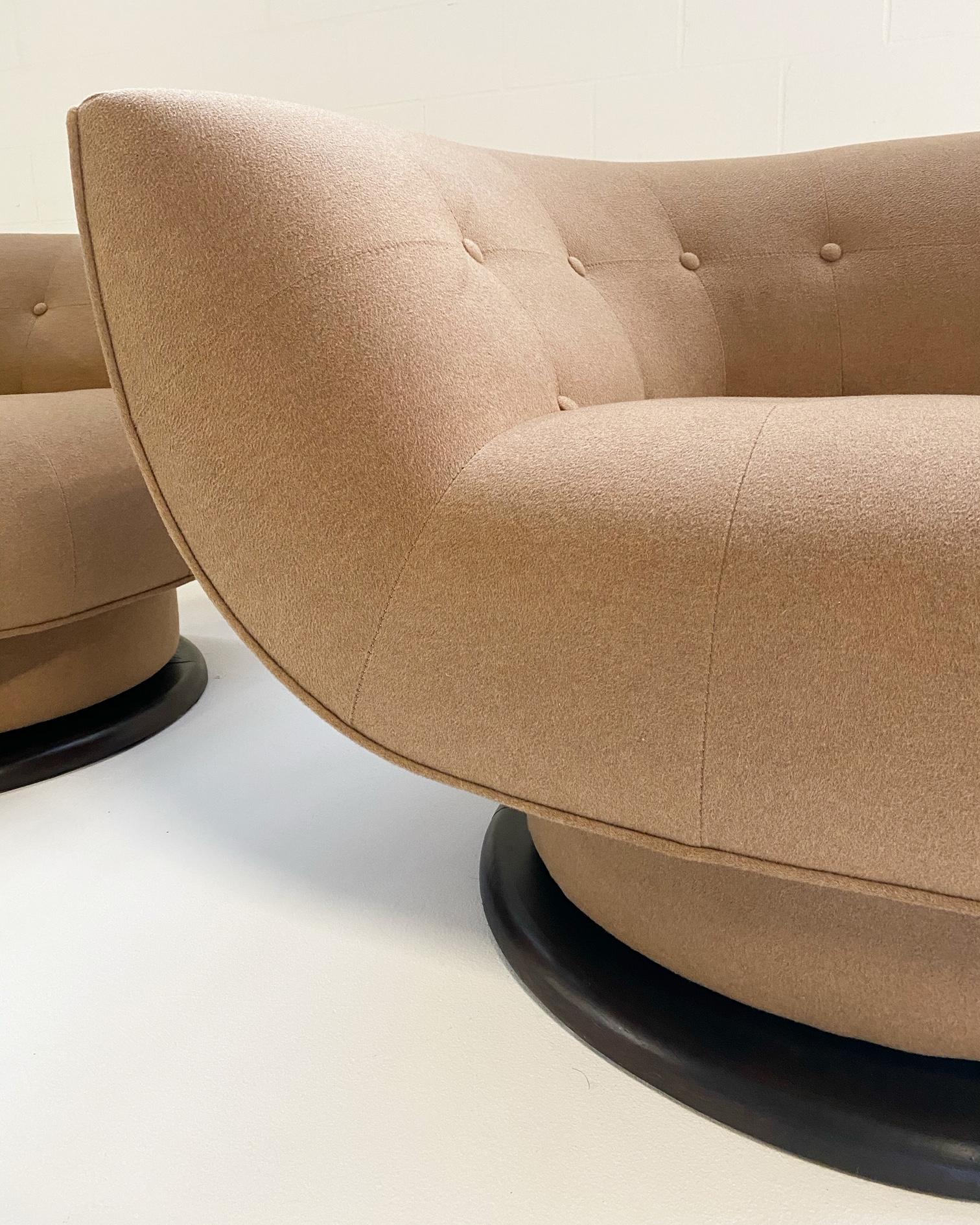 Adrian Pearsall 360° Swivel Chairs in Loro Piana Cashmere, pair 6