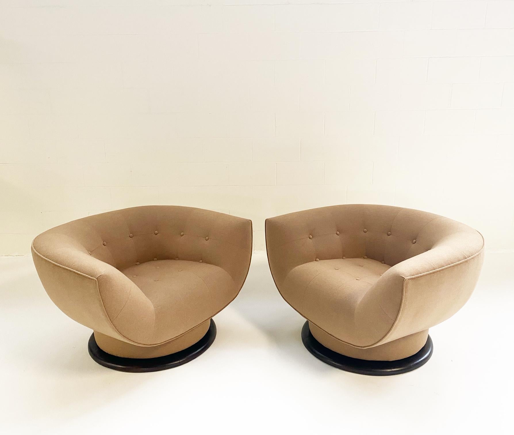 Adrian Pearsall 360° Swivel Chairs in Loro Piana Cashmere, pair 7