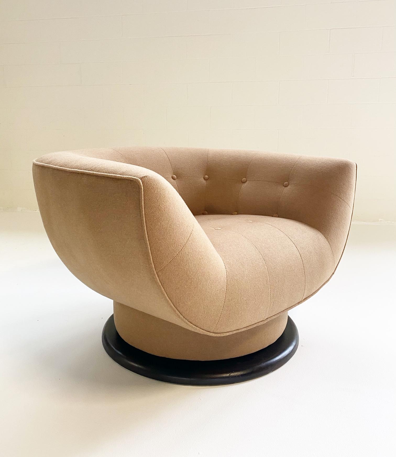 Mid-Century Modern Adrian Pearsall 360° Swivel Chairs in Loro Piana Cashmere, pair