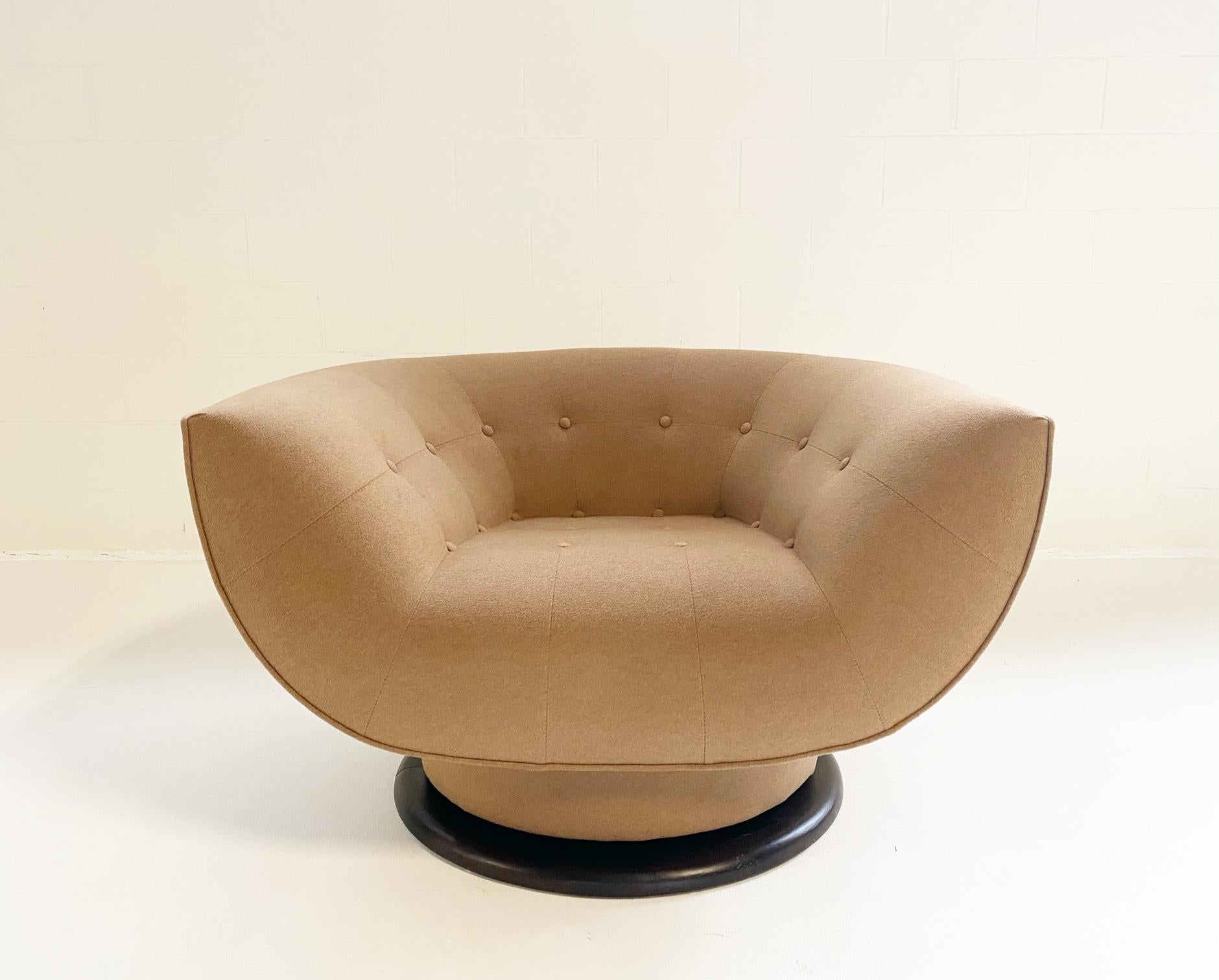 Fabric Adrian Pearsall 360° Swivel Chairs in Loro Piana Cashmere, pair