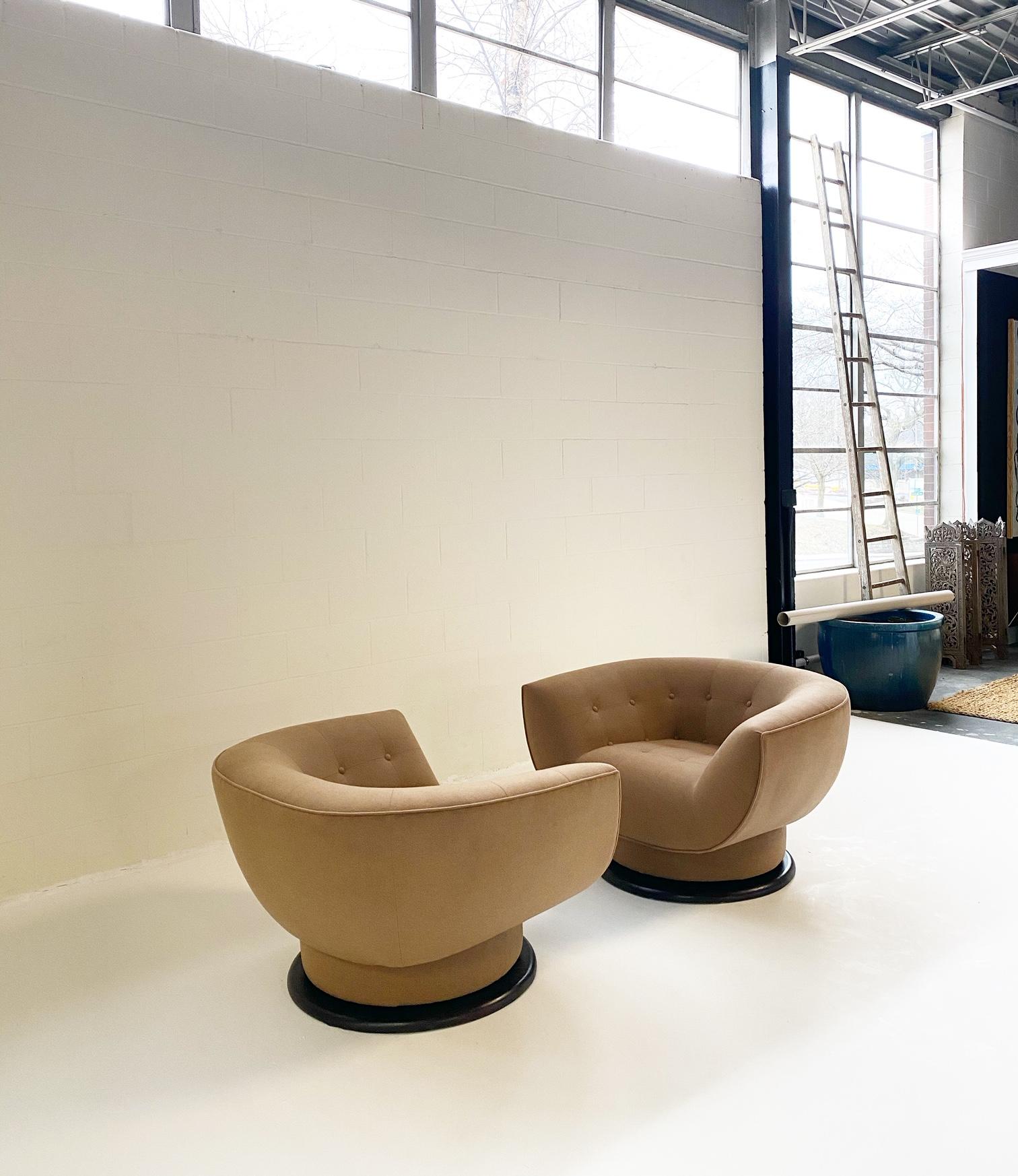 Adrian Pearsall 360° Swivel Chairs in Loro Piana Cashmere, pair 2