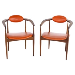 Adrian Pearsall 950c Mid Century Walnut Dining Chairs, Set of 2