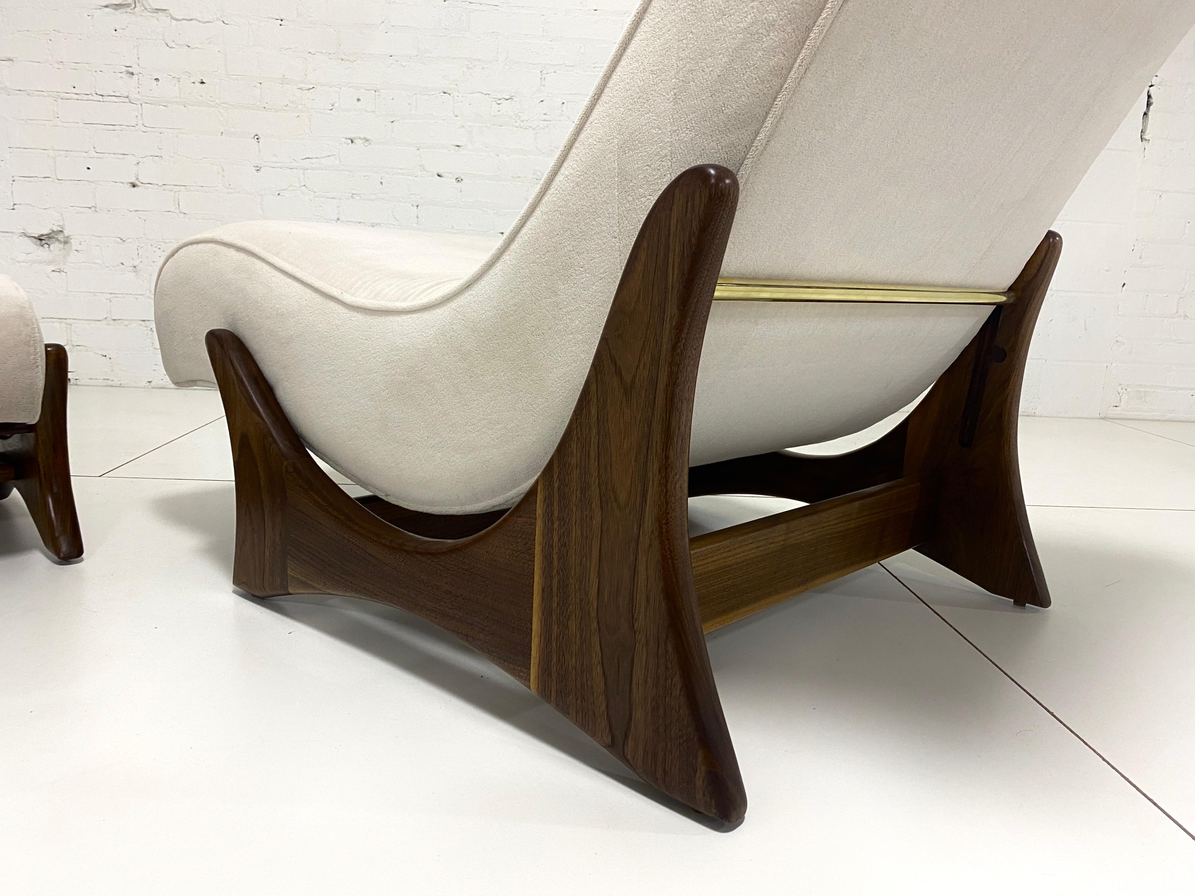 Velvet Adrian Pearsall Adjustable Lounge Chair with Ottoman