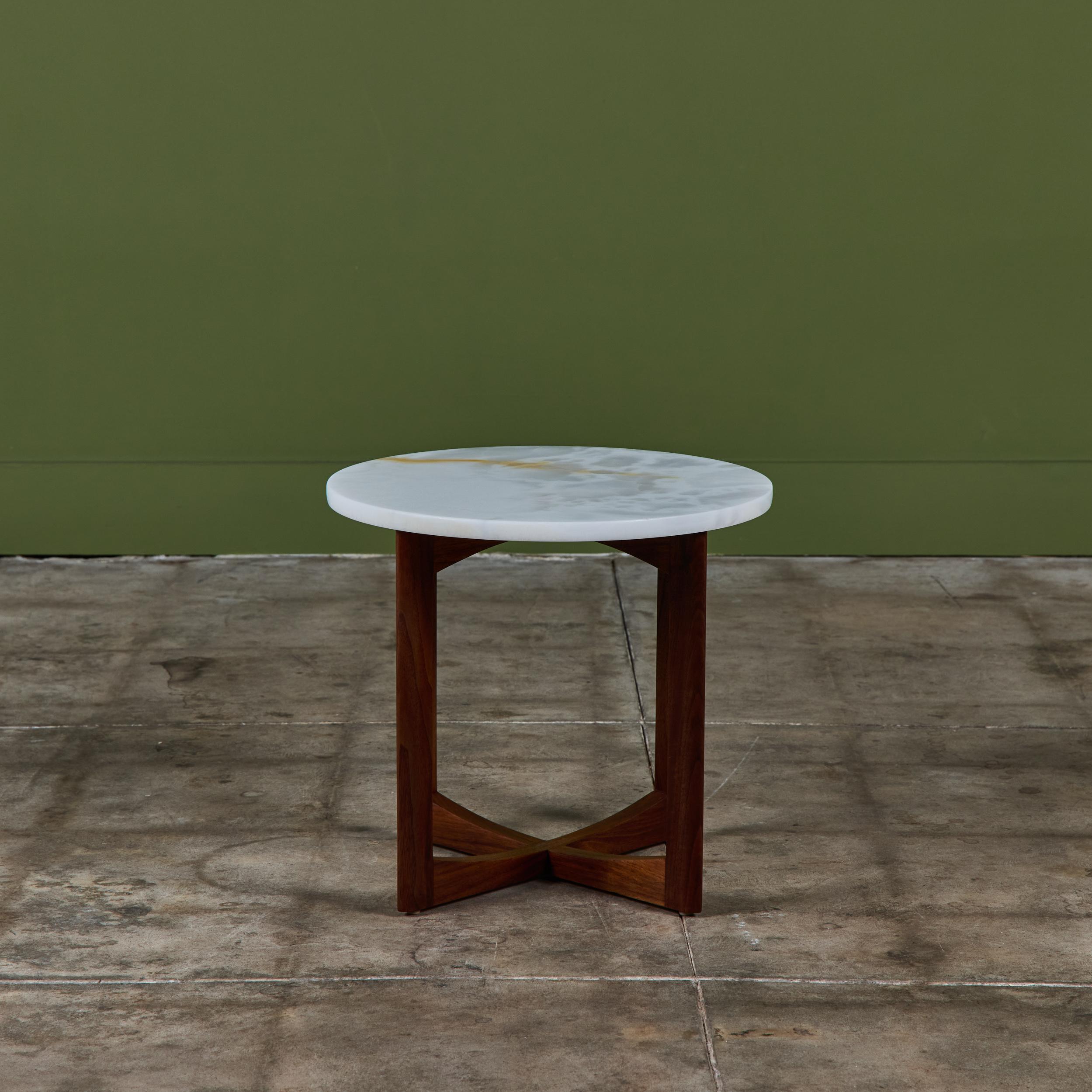 Walnut Adrian Pearsall Alabaster Side Table For Sale