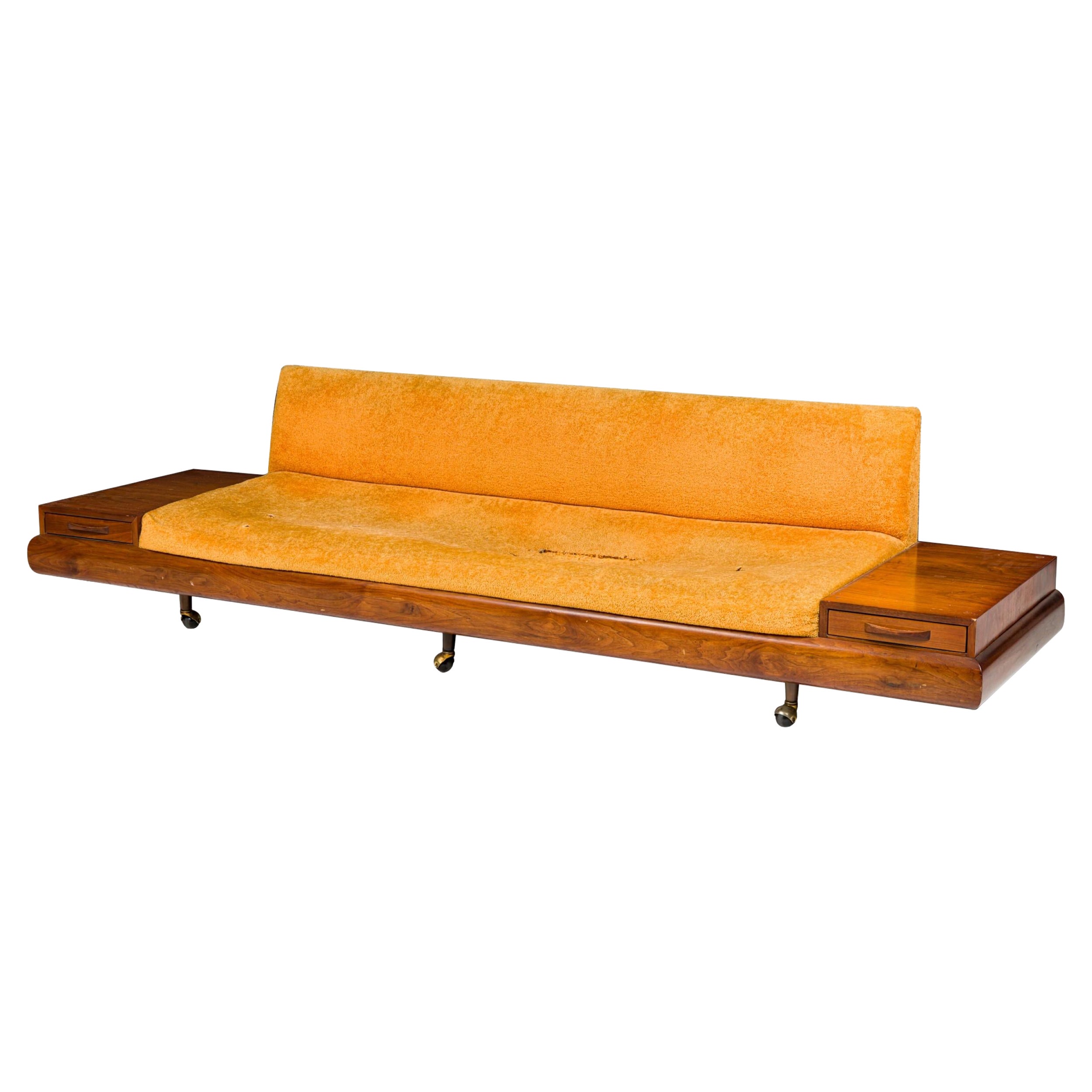 Adrian Pearsall American Mid-Century Orange Upholstered Platform Sofa en venta
