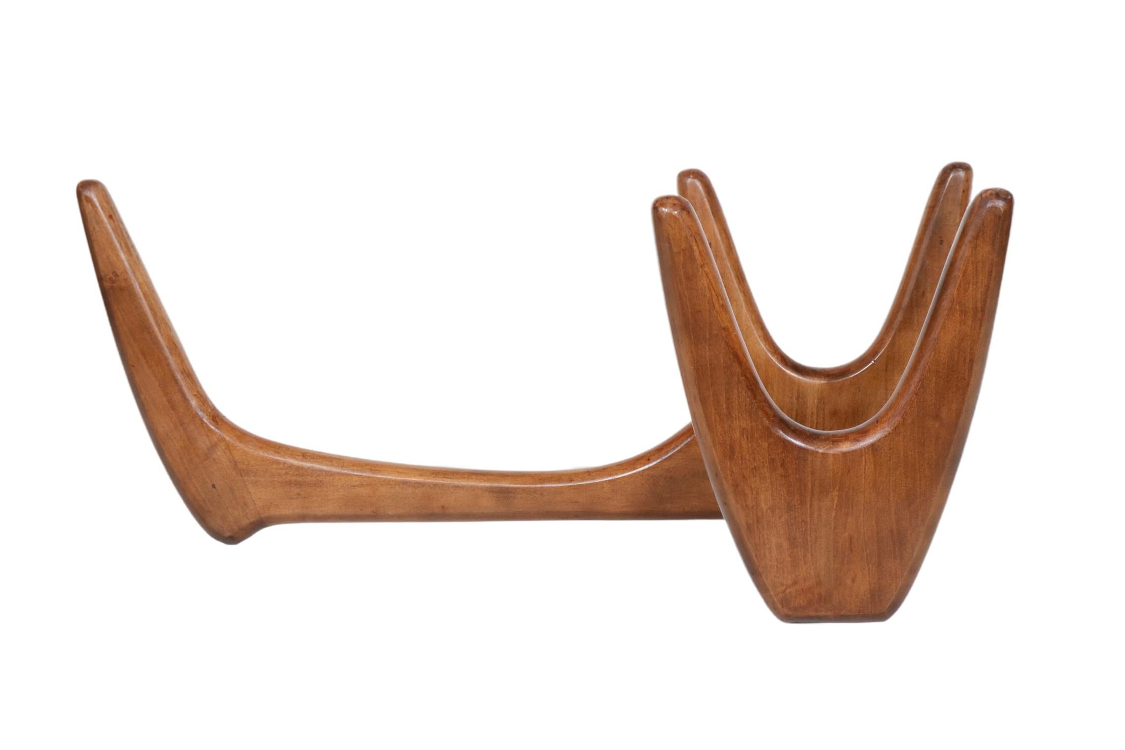 Mid-Century Modern Table basse Adrian Pearsall en forme d'amibe en bois et verre fumé en vente