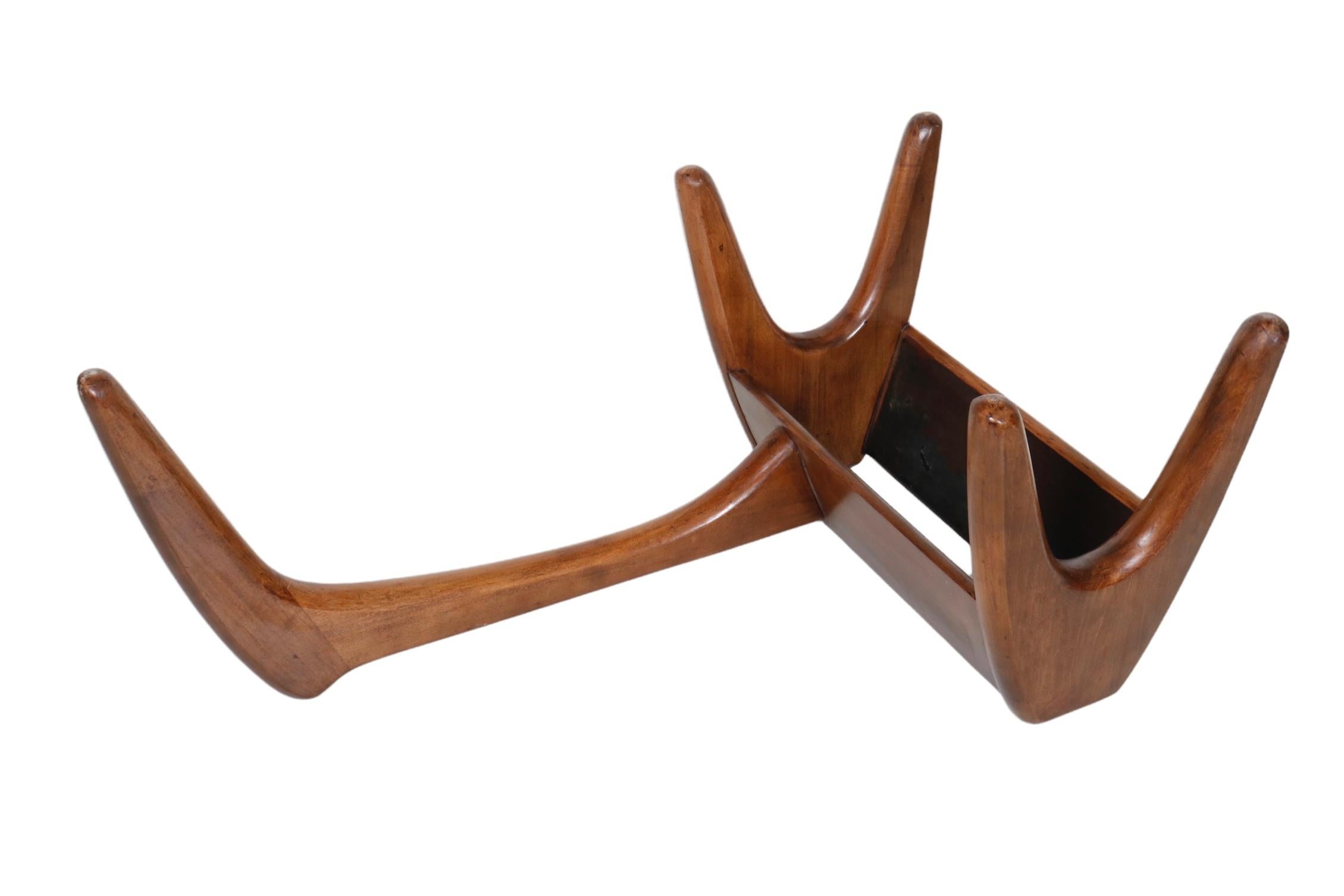 Mid-Century Modern Adrian Pearsall Amoeba Shaped Wood & Smoked Glass Coffee Table For Sale