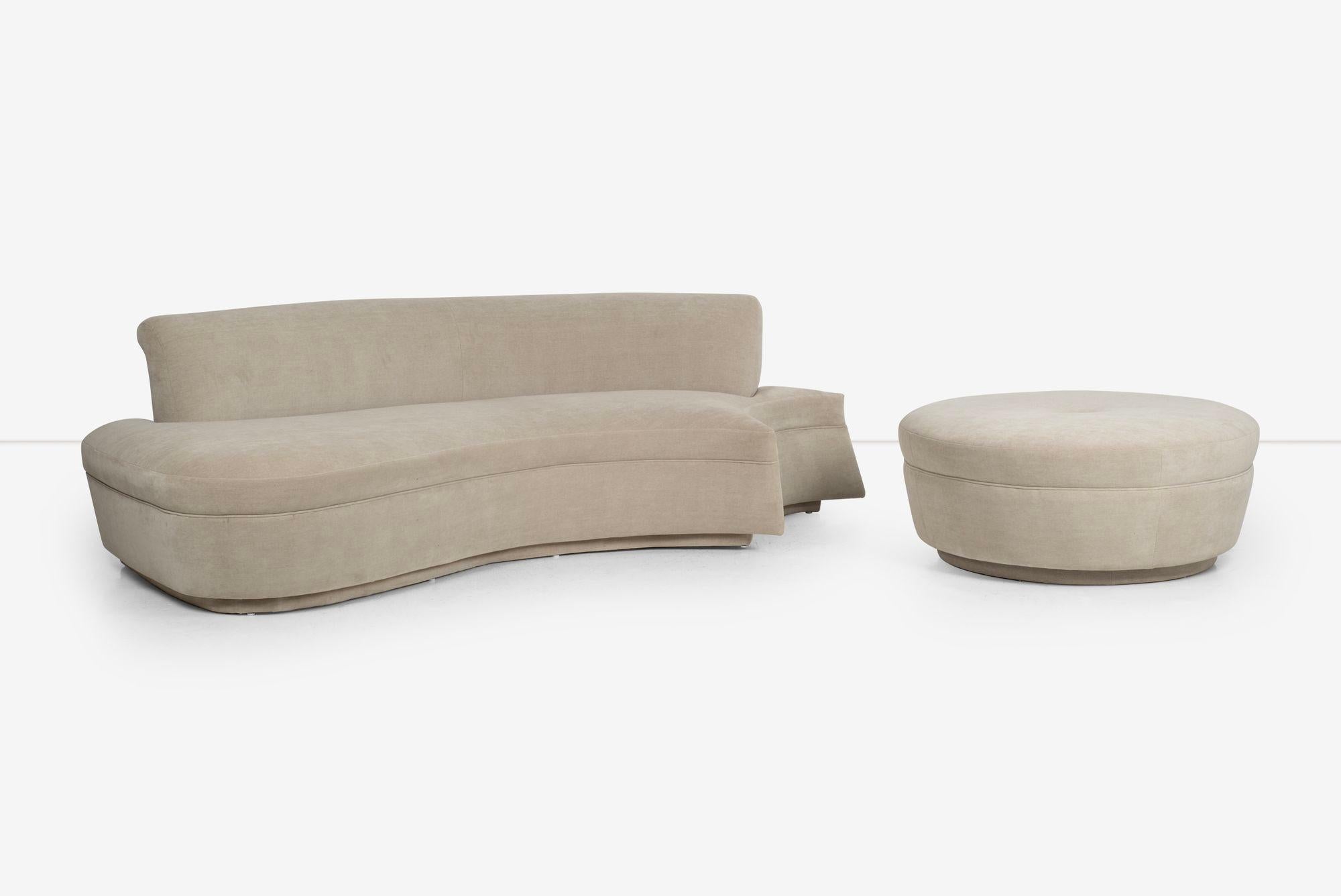 Adrian Pearsall and/or Kagan Style Sofa Sectional with Removable Pouf For Sale 9
