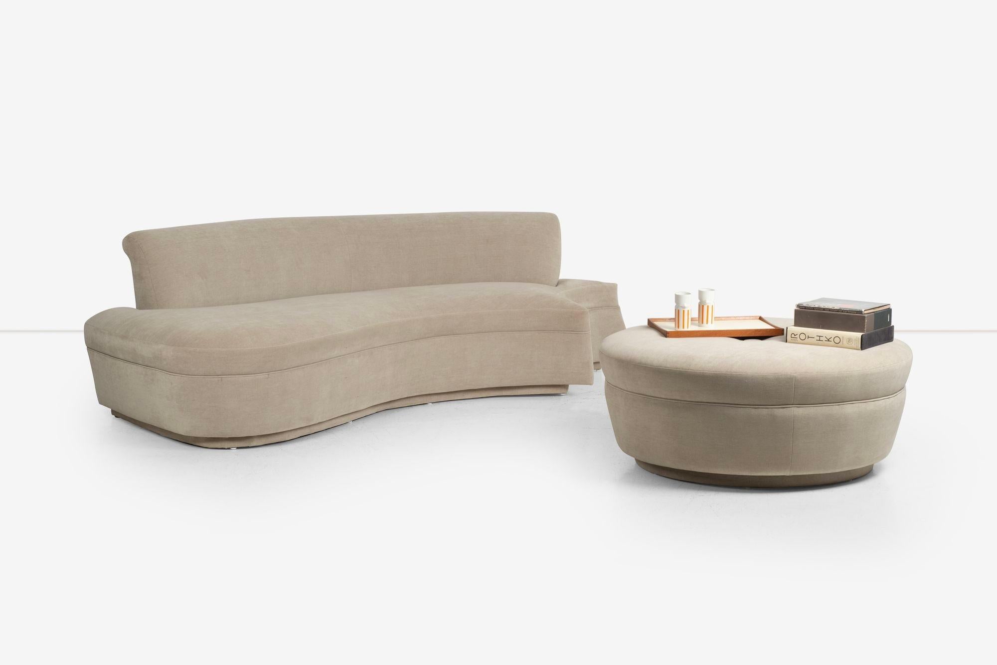 Adrian Pearsall and/or Kagan Style Sofa Sectional with Removable Pouf For Sale 10