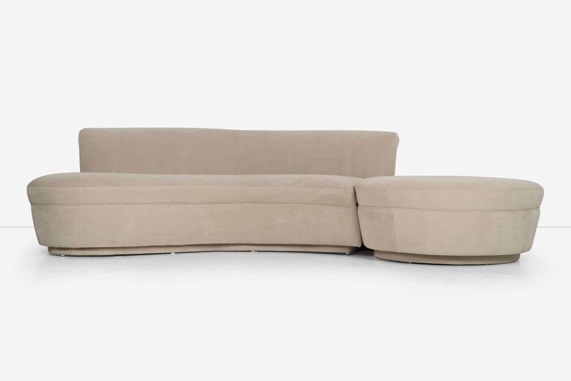 Mid-Century Modern Adrian Pearsall and/or Kagan Style Sofa Sectional with Removable Pouf For Sale