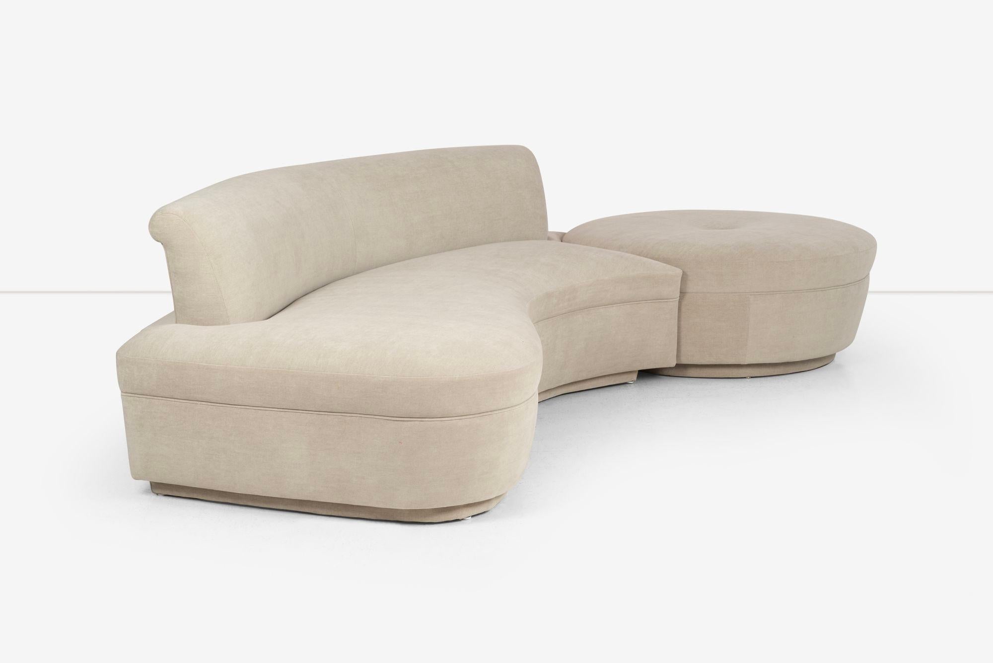Mid-20th Century Adrian Pearsall and/or Kagan Style Sofa Sectional with Removable Pouf For Sale