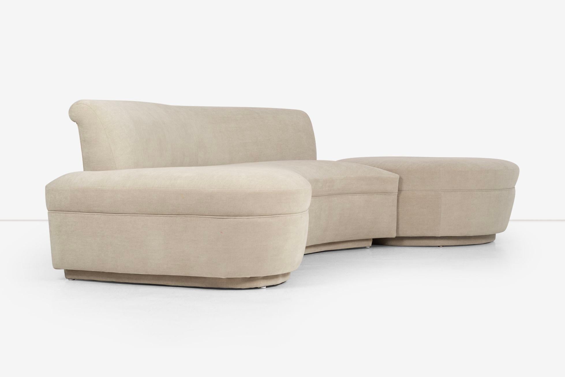 Upholstery Adrian Pearsall and/or Kagan Style Sofa Sectional with Removable Pouf For Sale
