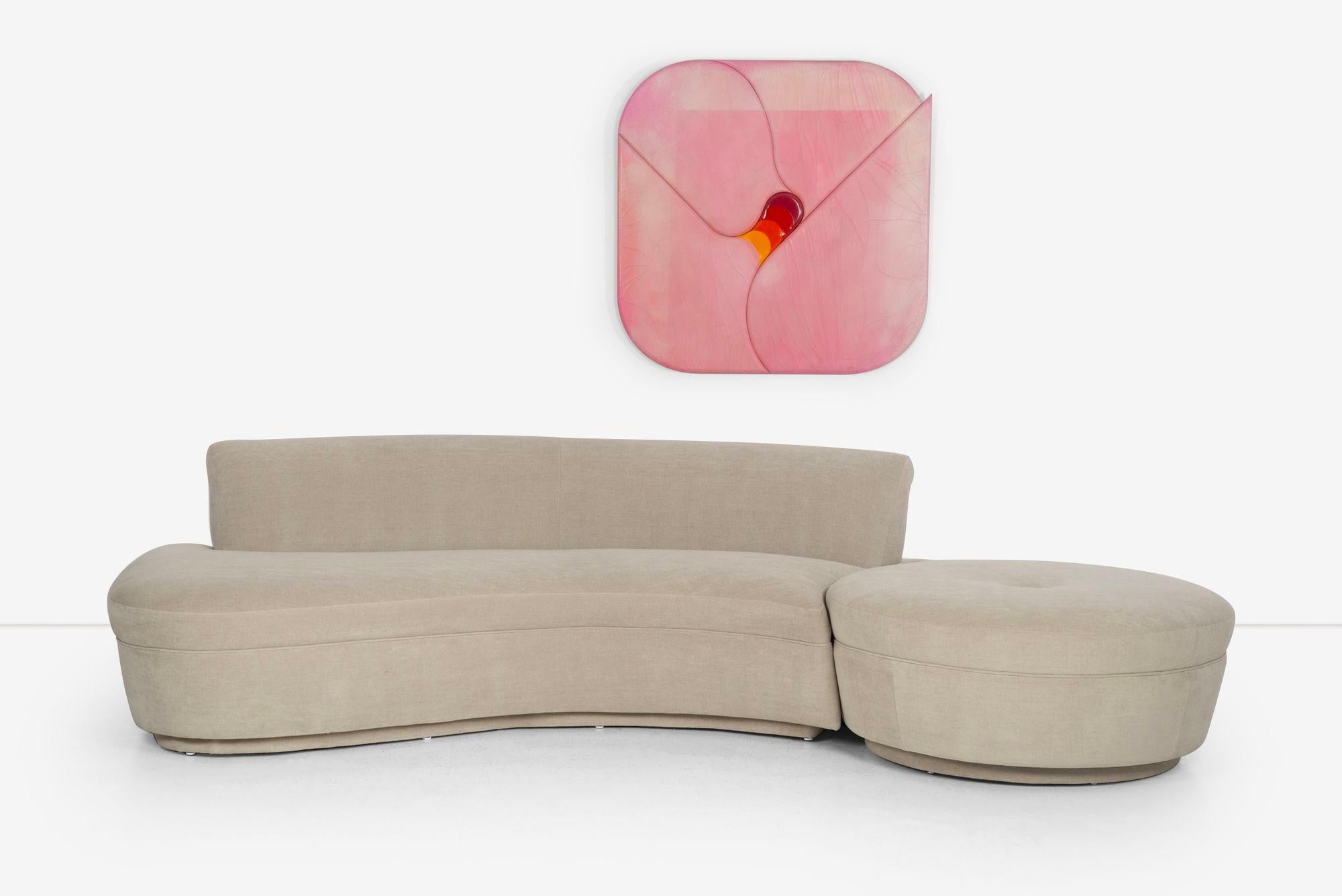 Adrian Pearsall and/or Kagan Style Sofa Sectional with Removable Pouf For Sale 2