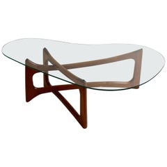 Adrian Pearsall Biomorphic Walnut and Glass Coffee Table for Craft Associates