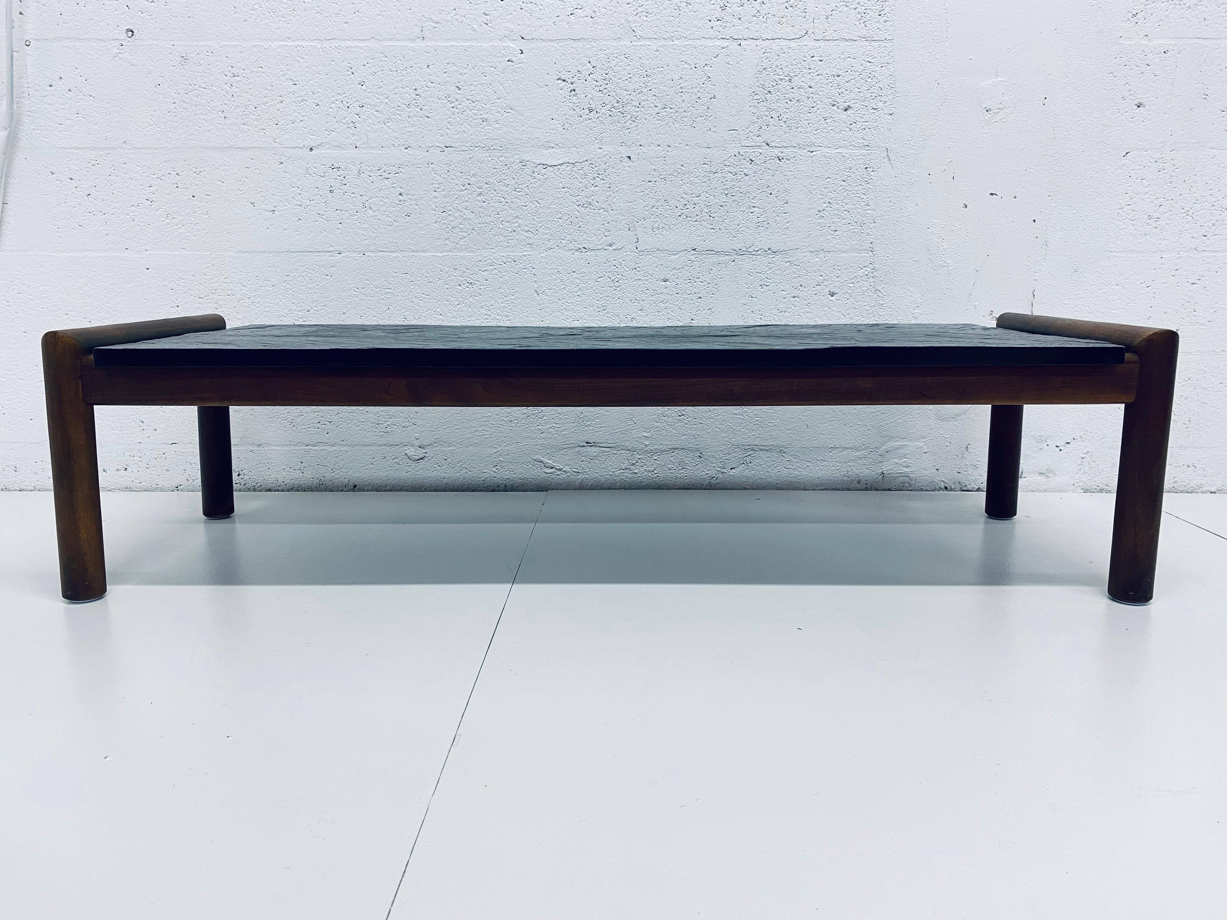 Mid-Century Modern Adrian Pearsall Black Slate and Walnut Coffee of Cocktail Table