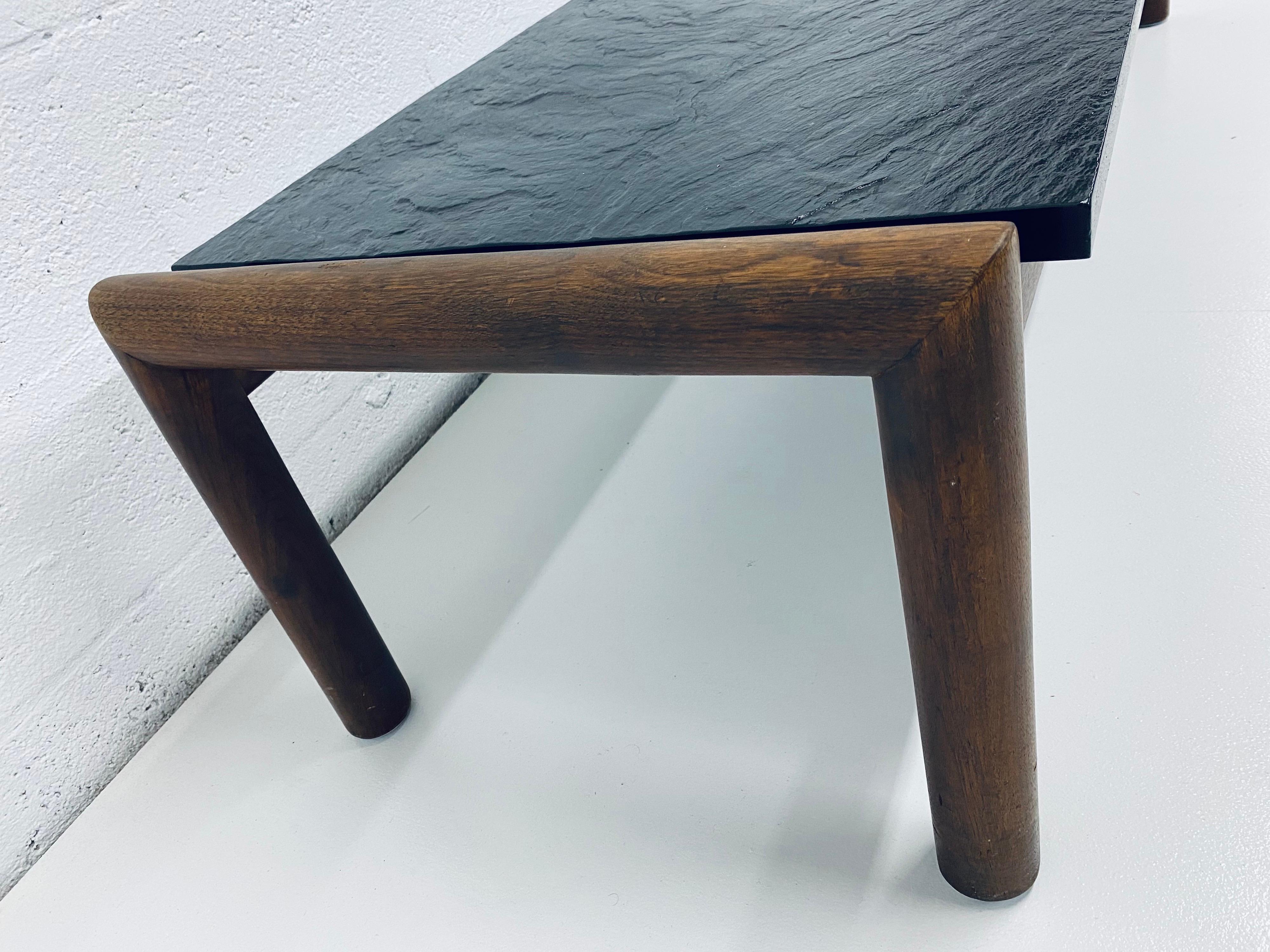 American Adrian Pearsall Black Slate and Walnut Coffee of Cocktail Table