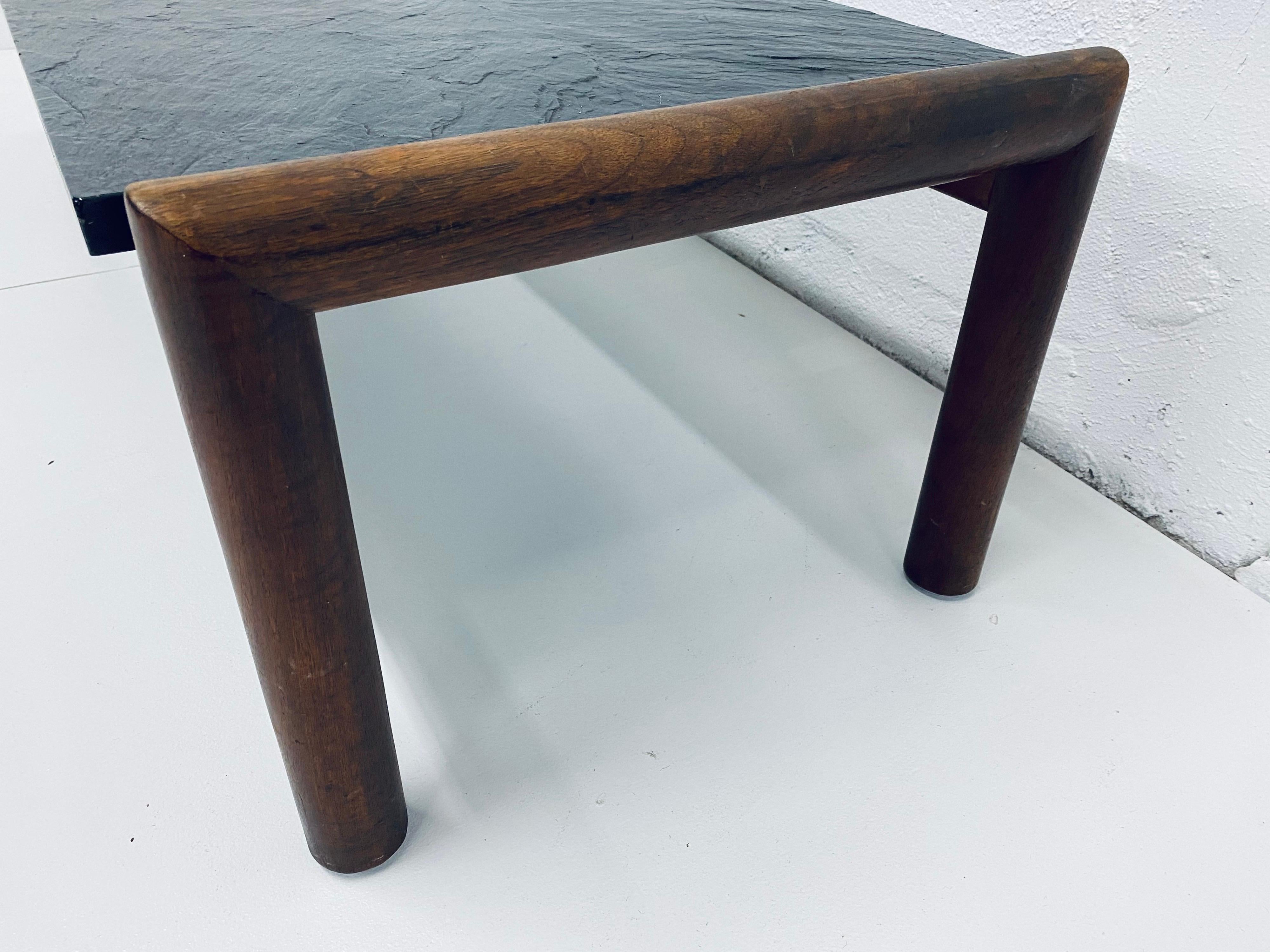 Adrian Pearsall Black Slate and Walnut Coffee of Cocktail Table In Fair Condition In Miami, FL