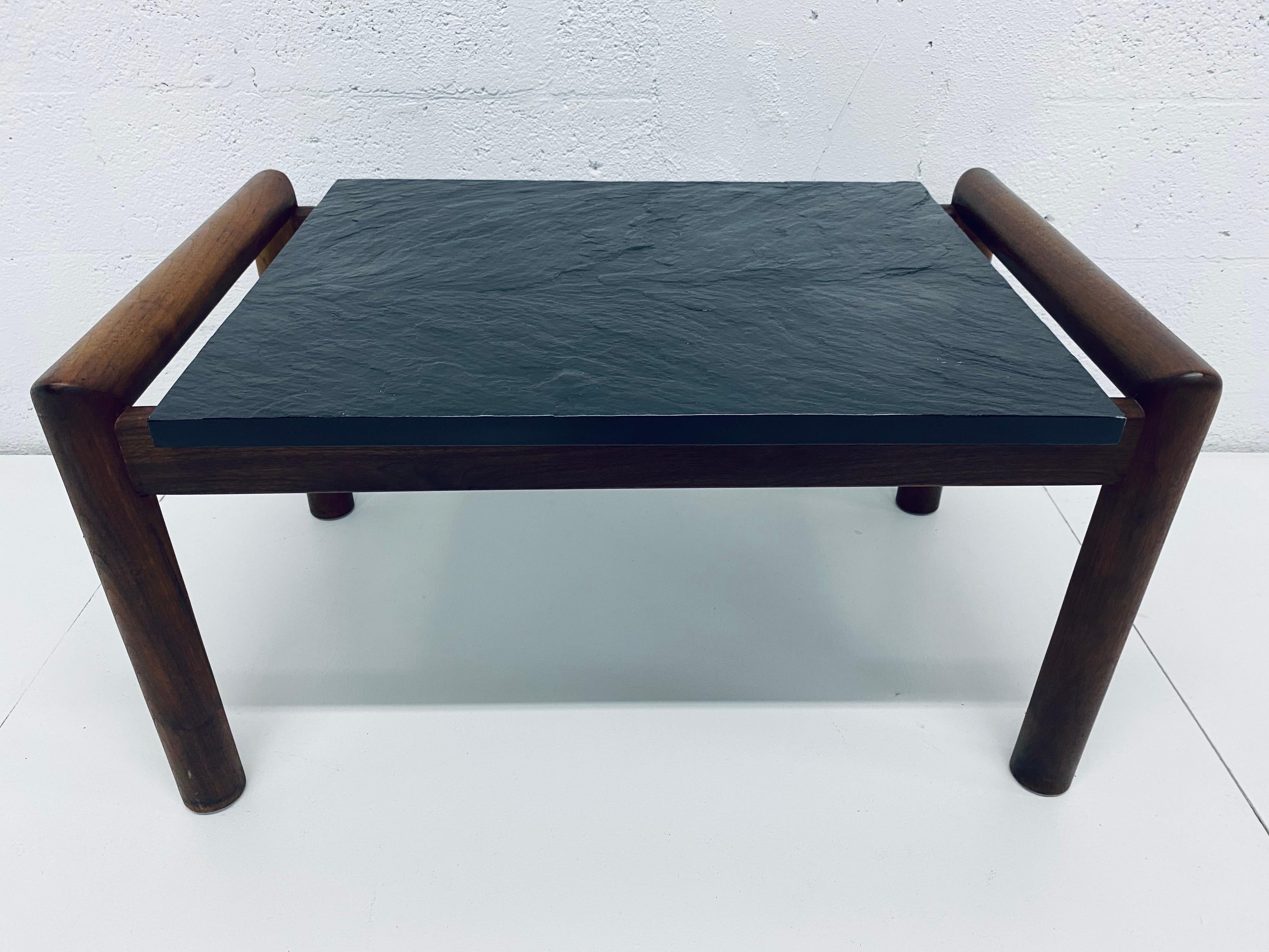 Adrian Pearsall Black Slate and Walnut Side Table 5