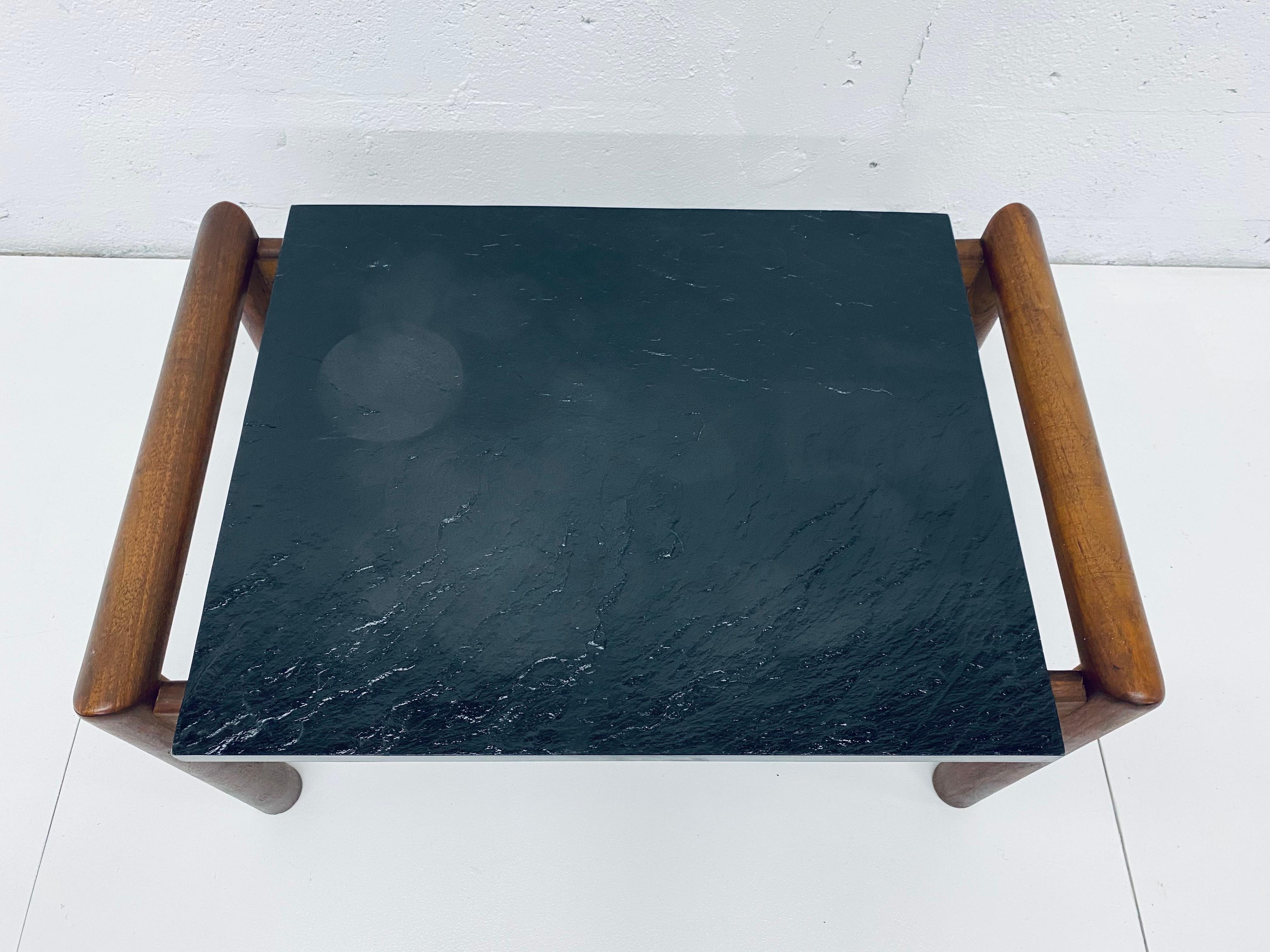 Adrian Pearsall Black Slate and Walnut Side Table 3