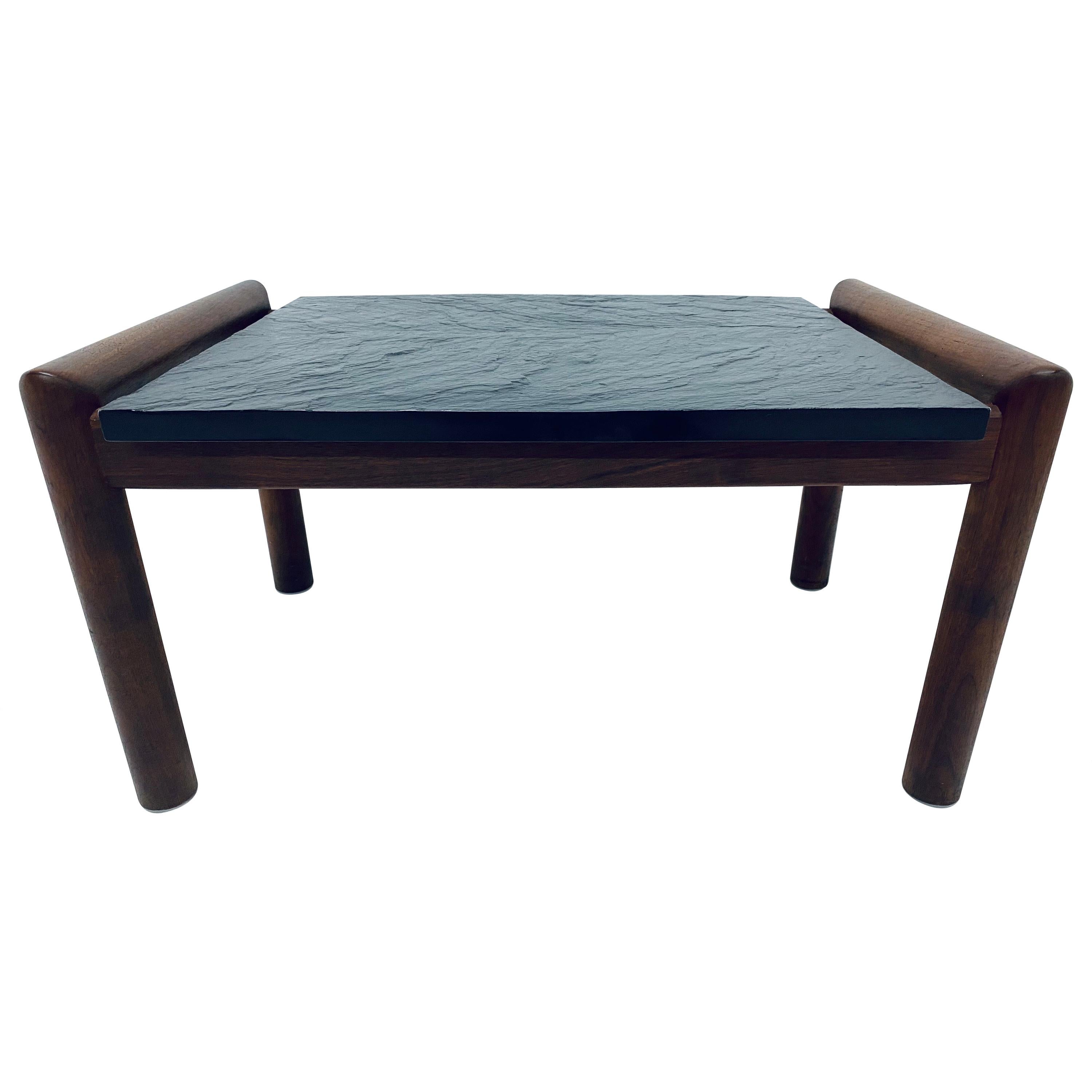 Adrian Pearsall Black Slate and Walnut Side Table