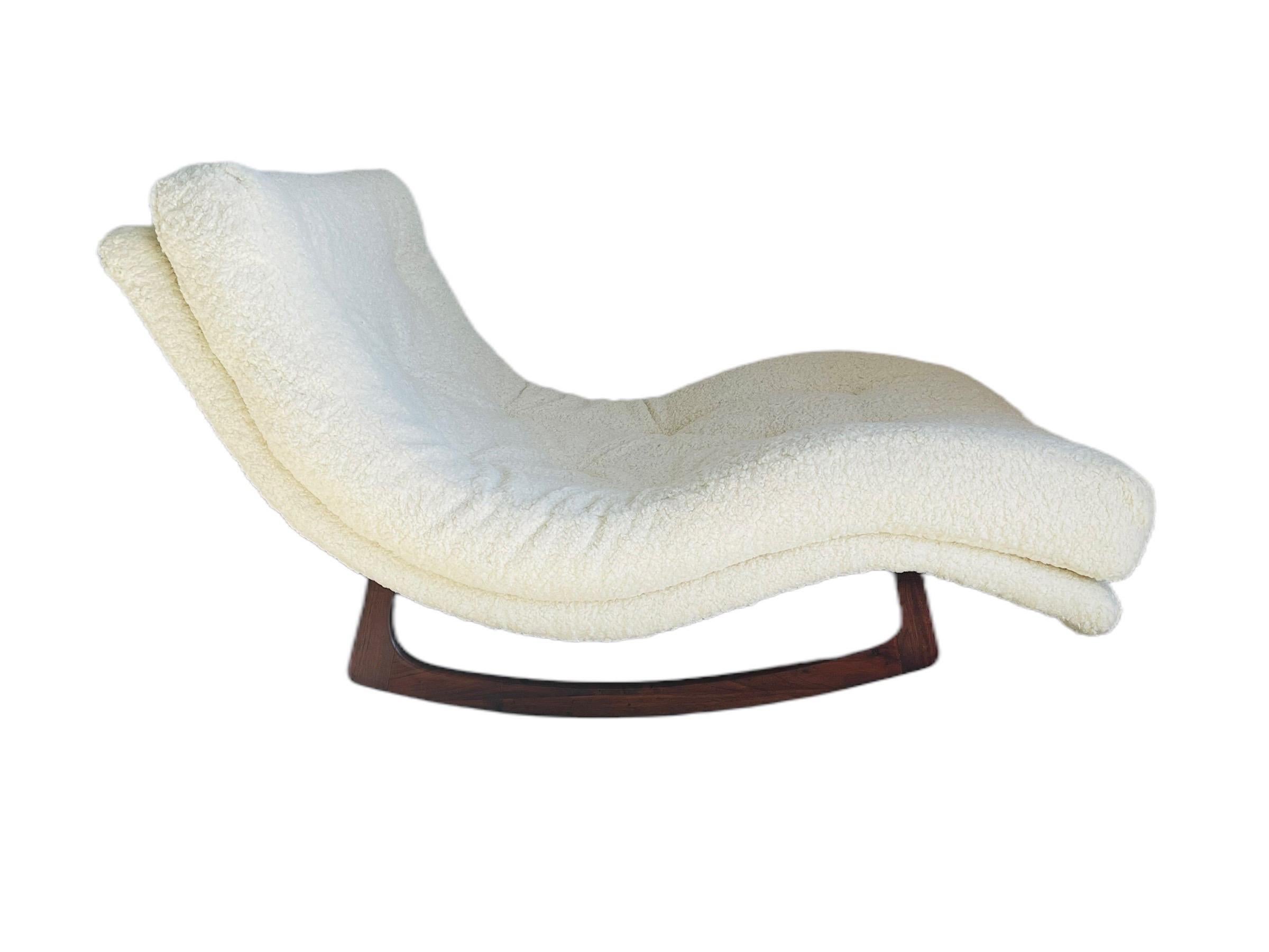 American Adrian Pearsall Boucle Wave Rocking Lounge Chaise