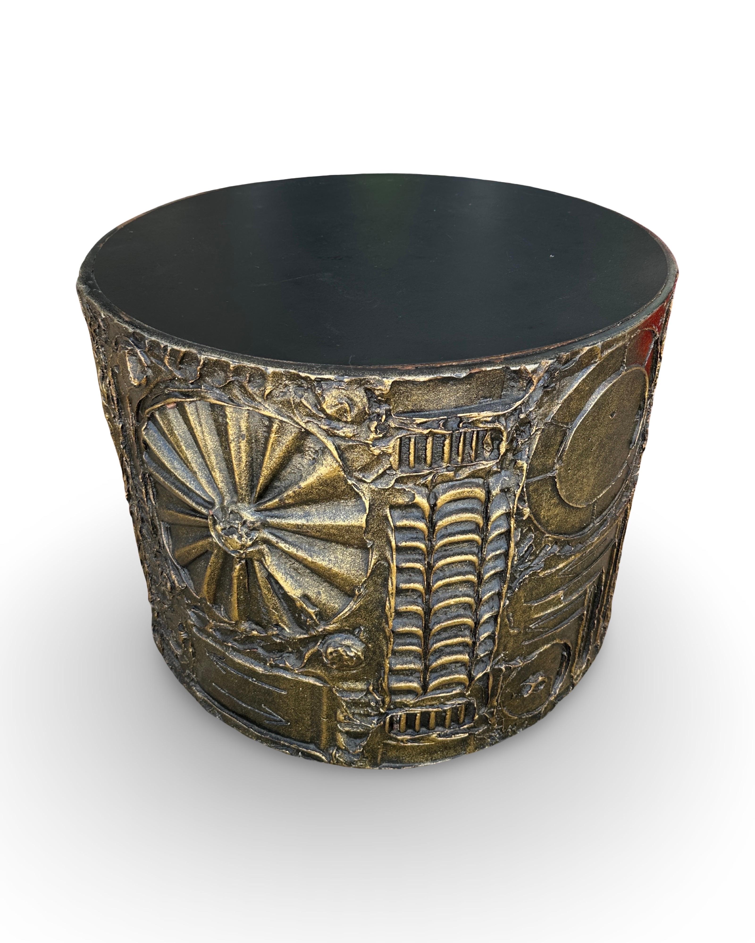 Cast Adrian Pearsall Brutalist Drum Table For Sale