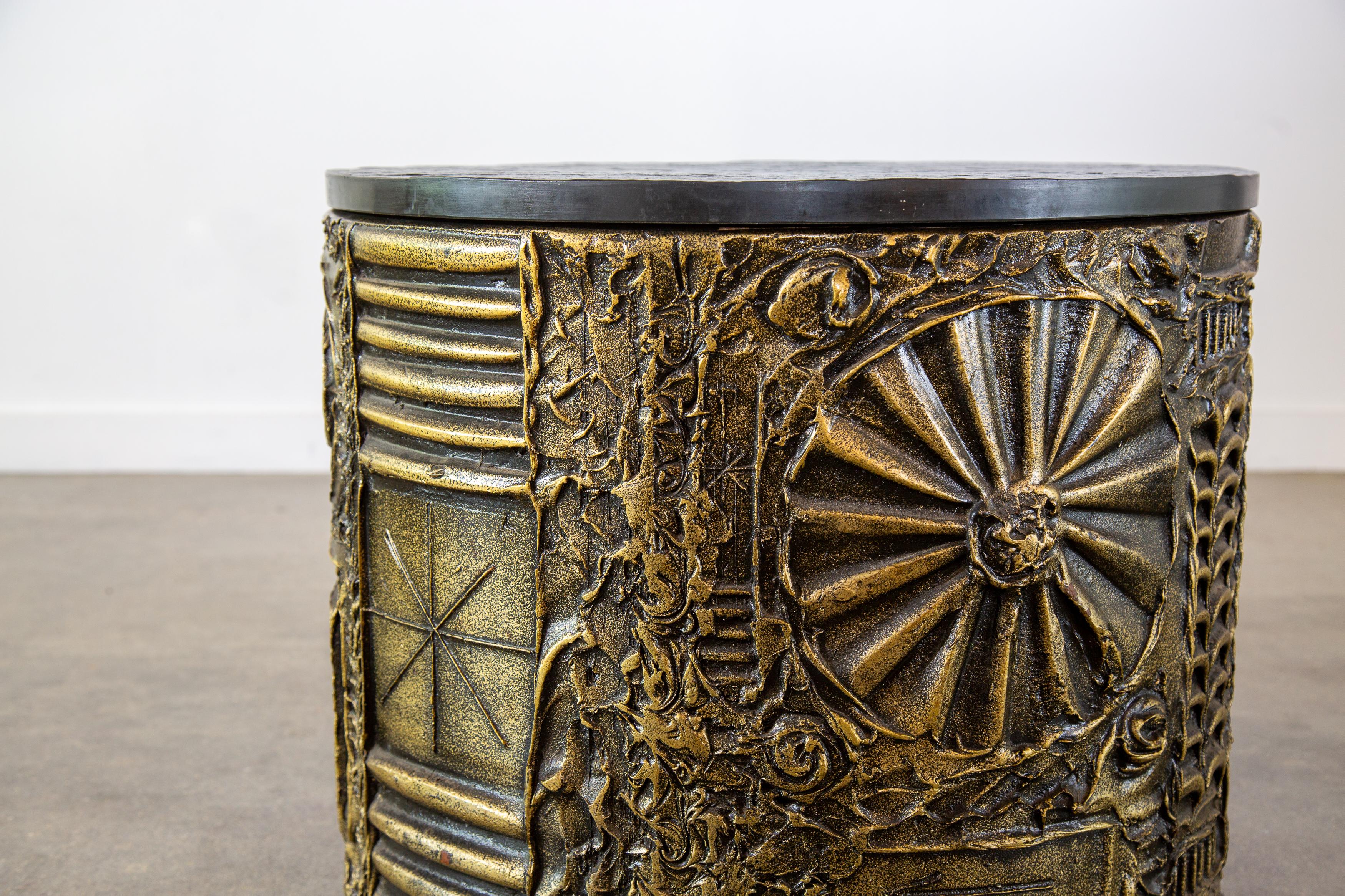 Adrian Pearsall Brutalist Drum Table slate top goop Paul Evans style 3