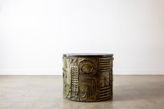 Adrian Pearsall Brutalist Drum Table slate top goop Paul Evans style