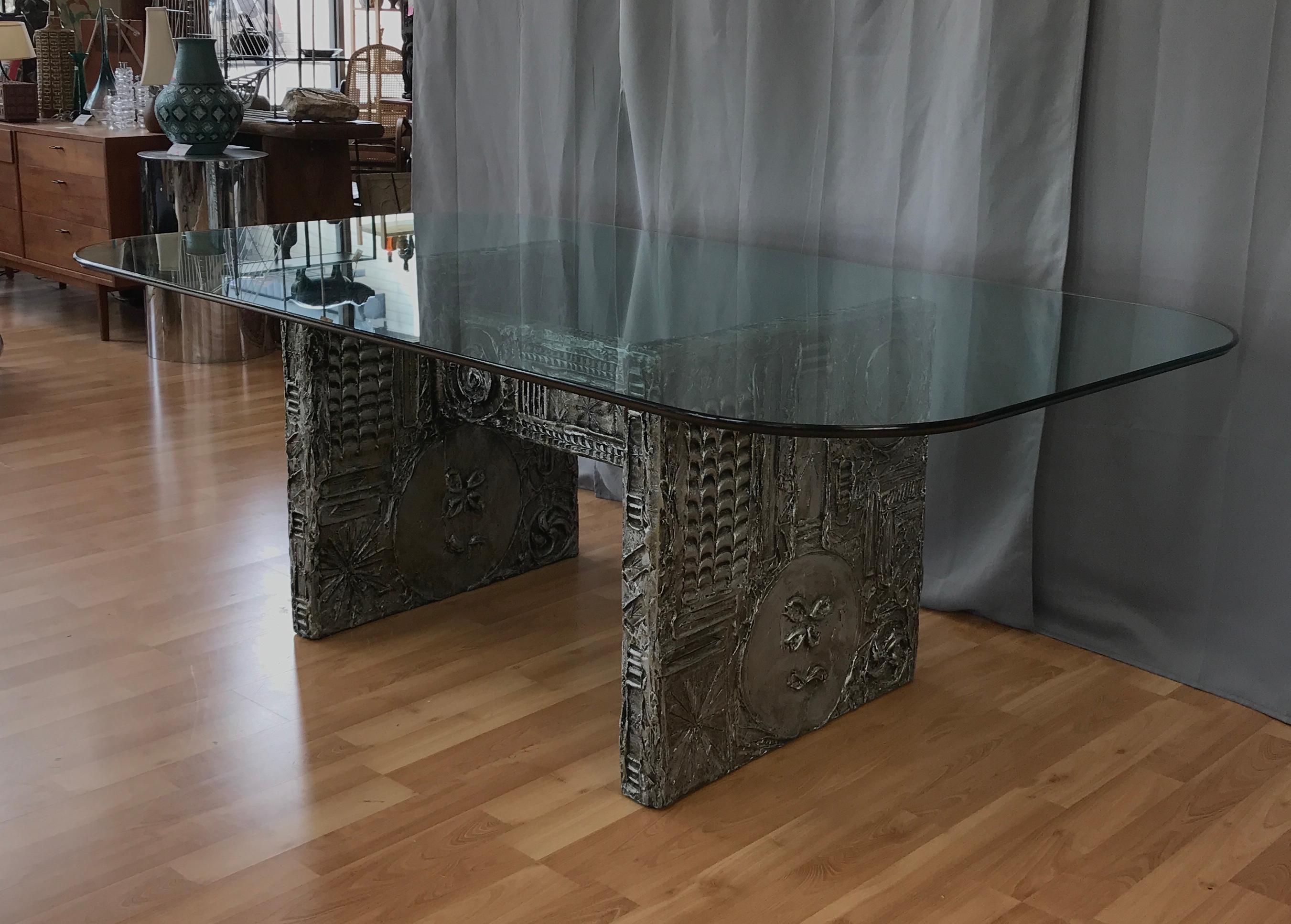 Adrian Pearsall for Craft Associates Brutalist Glass Top Dining Table In Good Condition In San Francisco, CA