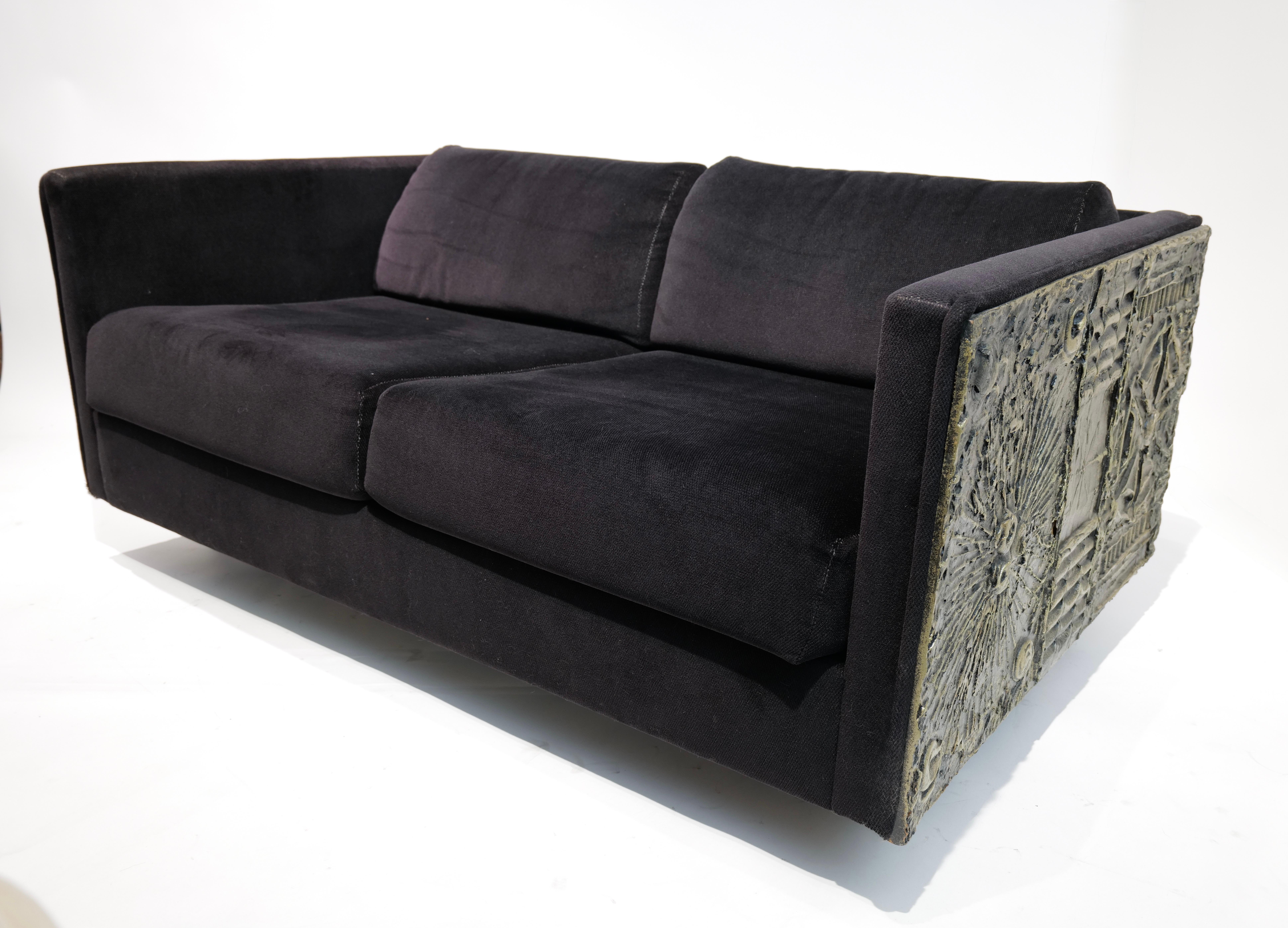 Mid-Century Modern Adrian Pearsall Brutalist-Inspired Two-Cushion Sofa (1 of 2) For Sale