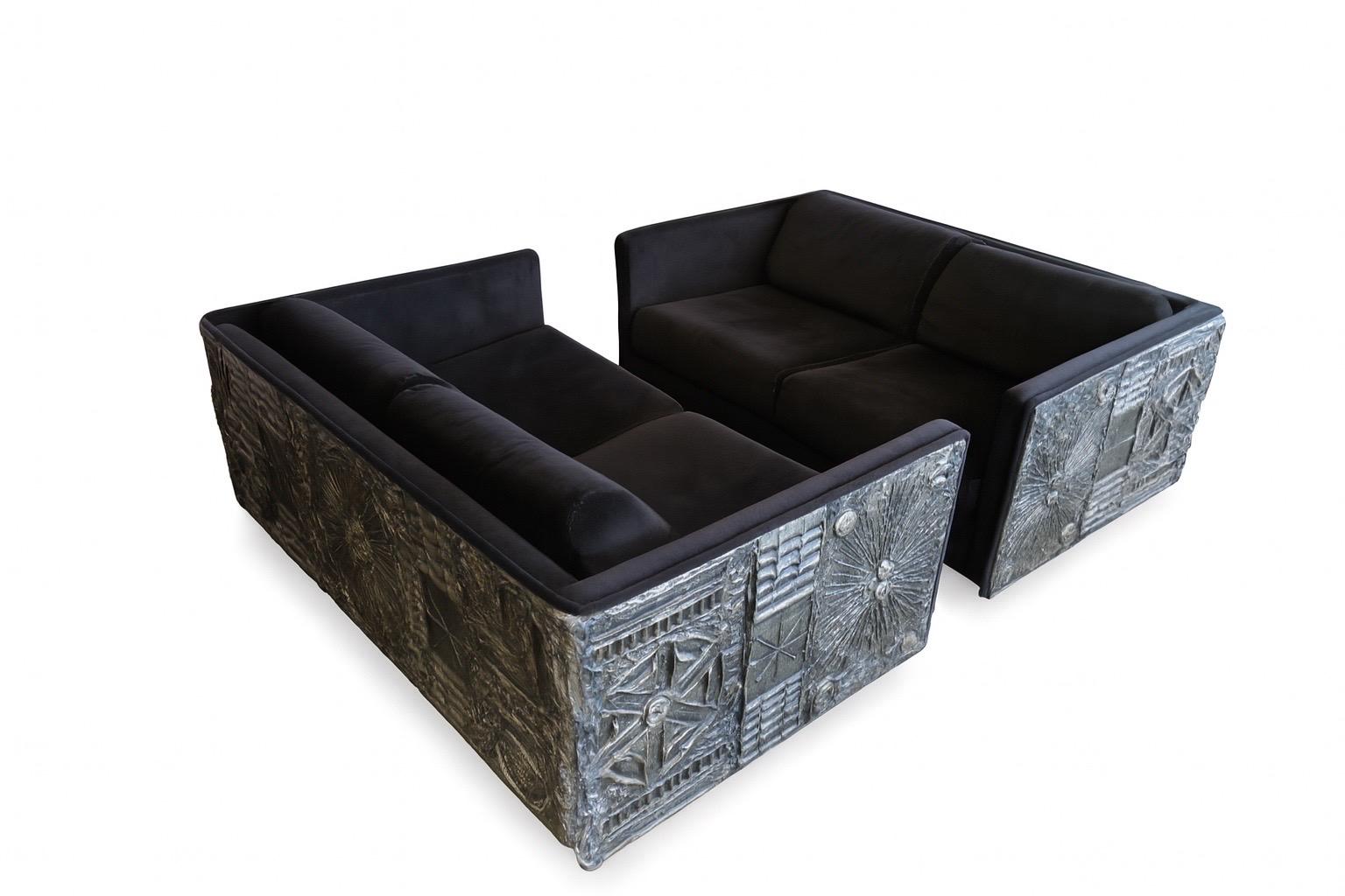 Adrian Pearsall Sofá Loveseat de dos cojines de inspiración brutalista (2 de 2) en venta 1