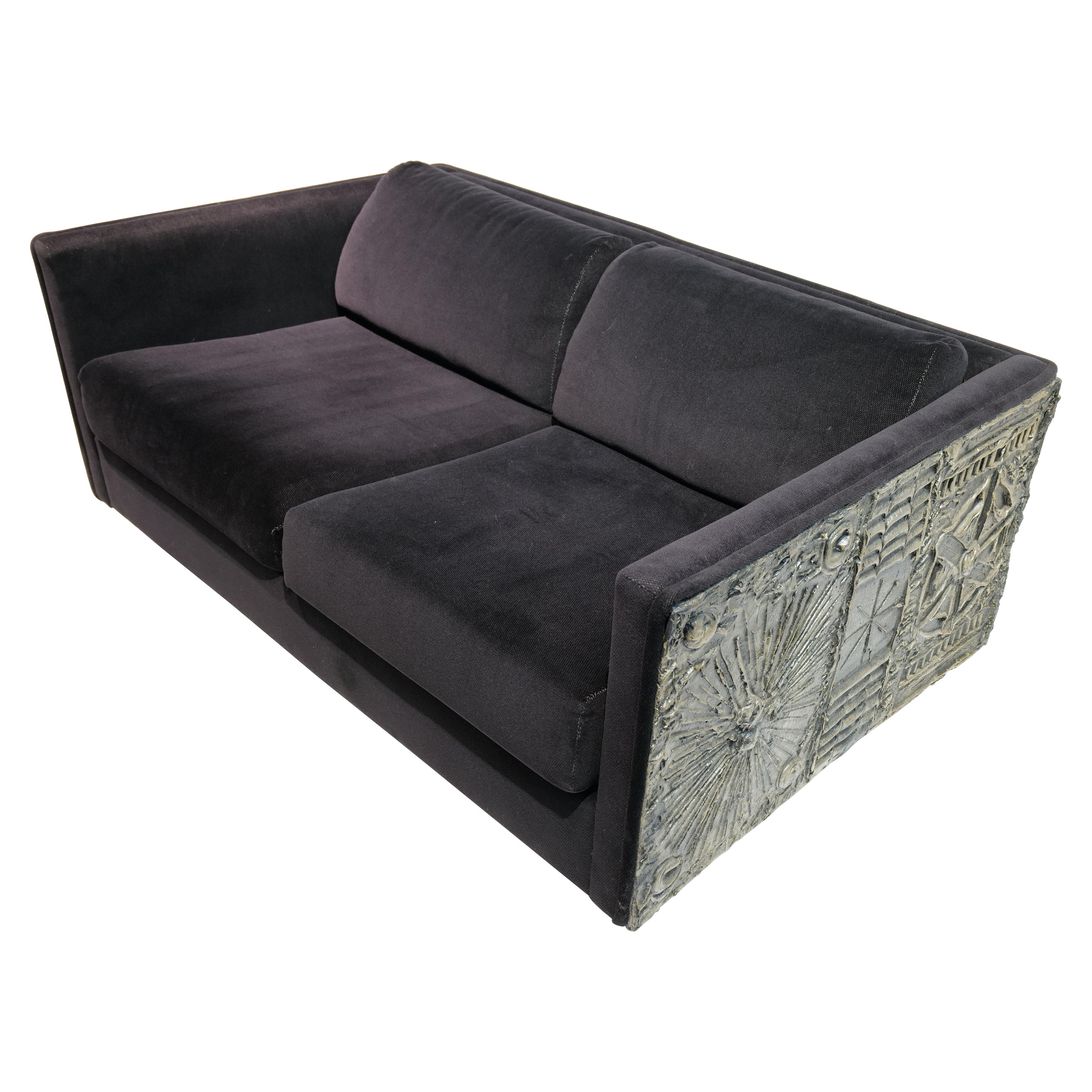 Adrian Pearsall Sofá Loveseat de dos cojines de inspiración brutalista (2 de 2) en venta