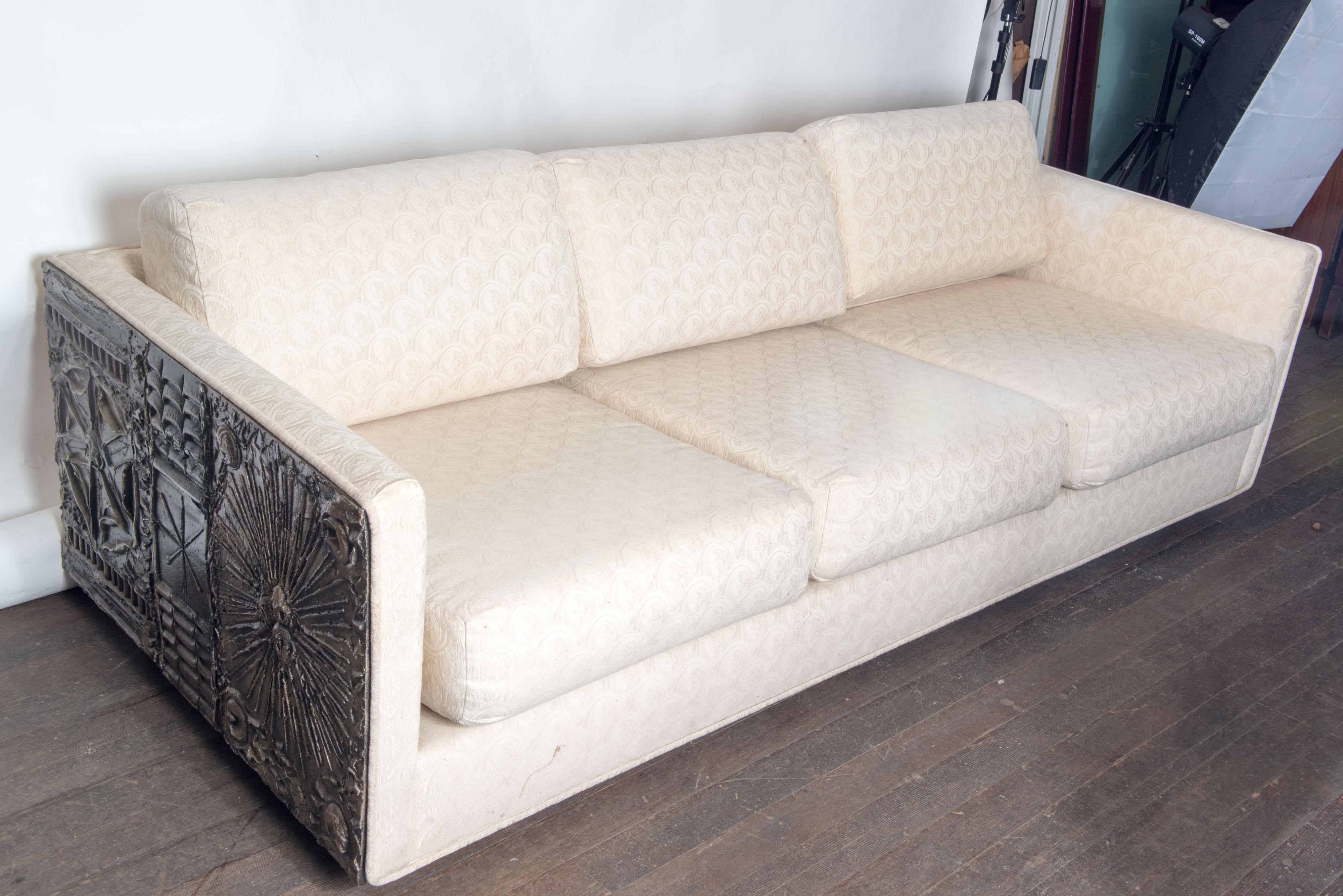 Spectacular Adrian Pearsall three cushion sofa with Brutalist 